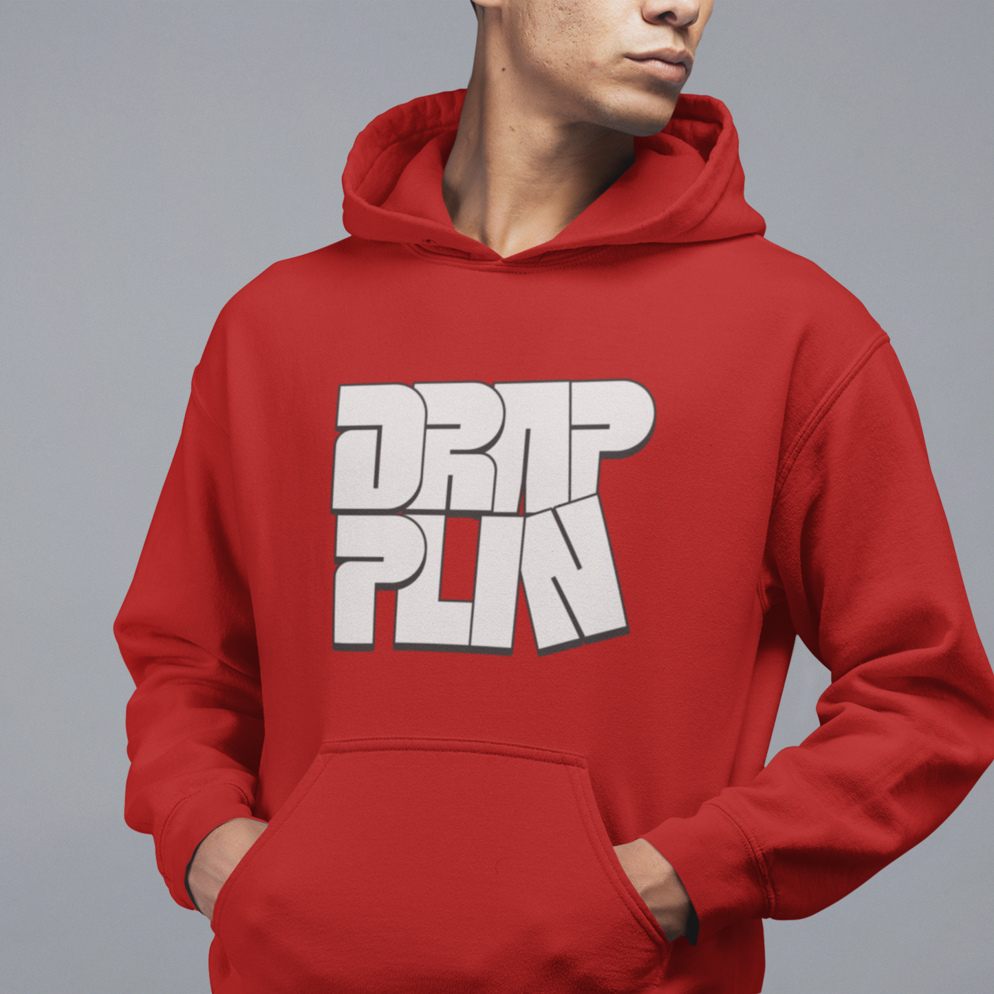 Drapplin Red Regular Typographic Printed Hoodie