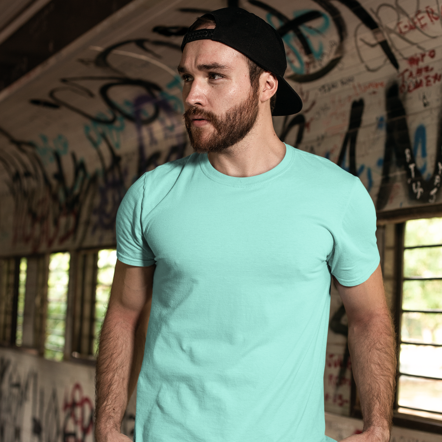 Premium Mint Regular Crew Neck Solid Plain T-shirt