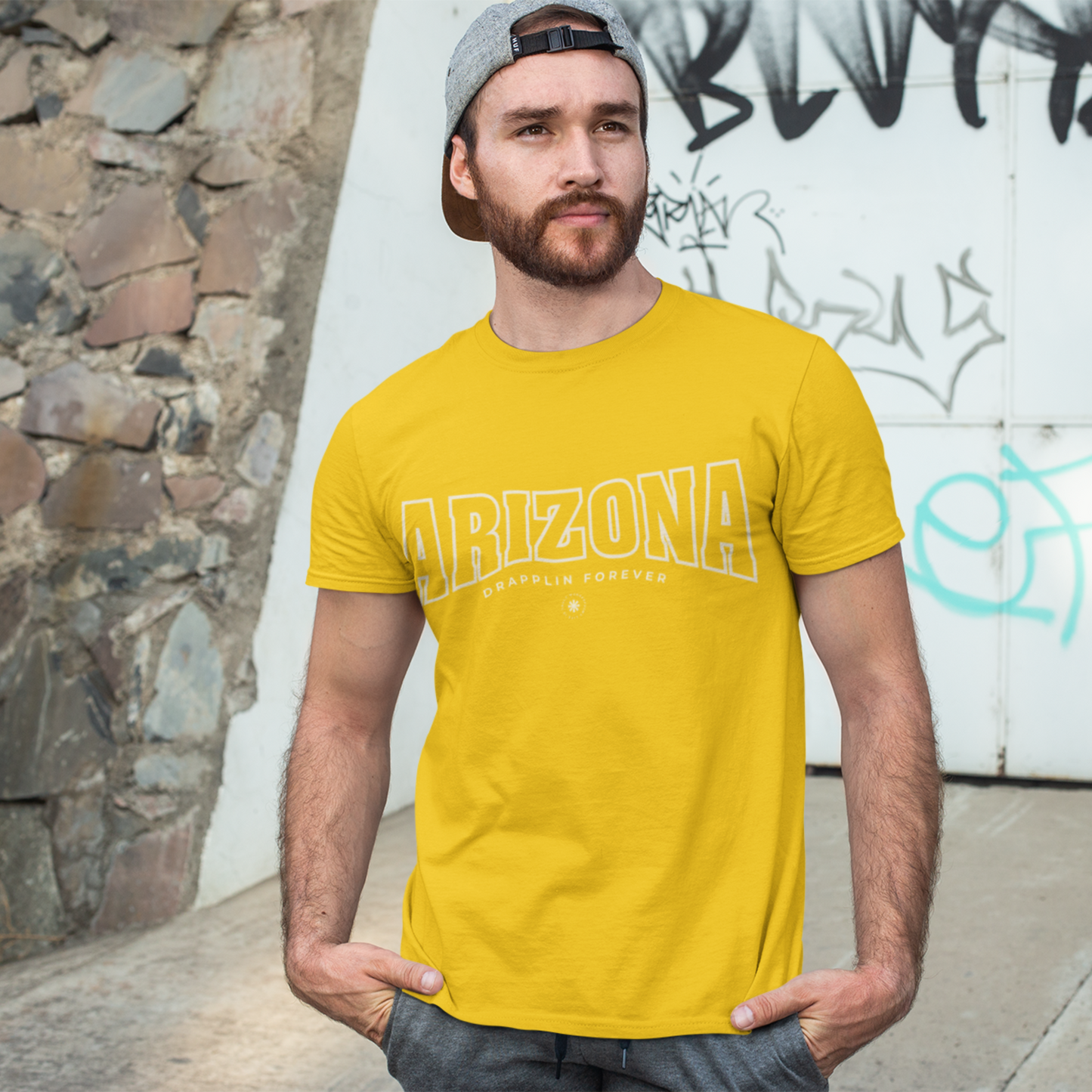 Arizona Golden Yellow Crew Neck Graphic Printed T-shirt