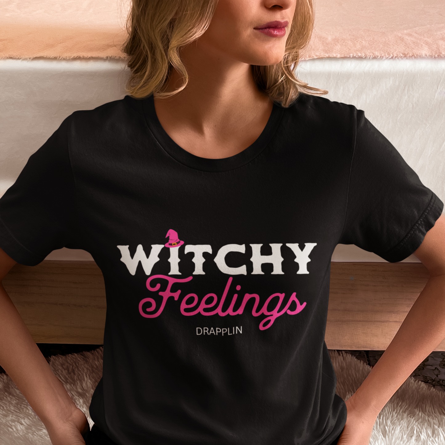 Witchy Feelings Black Relaxed Fit Printed T-shirt