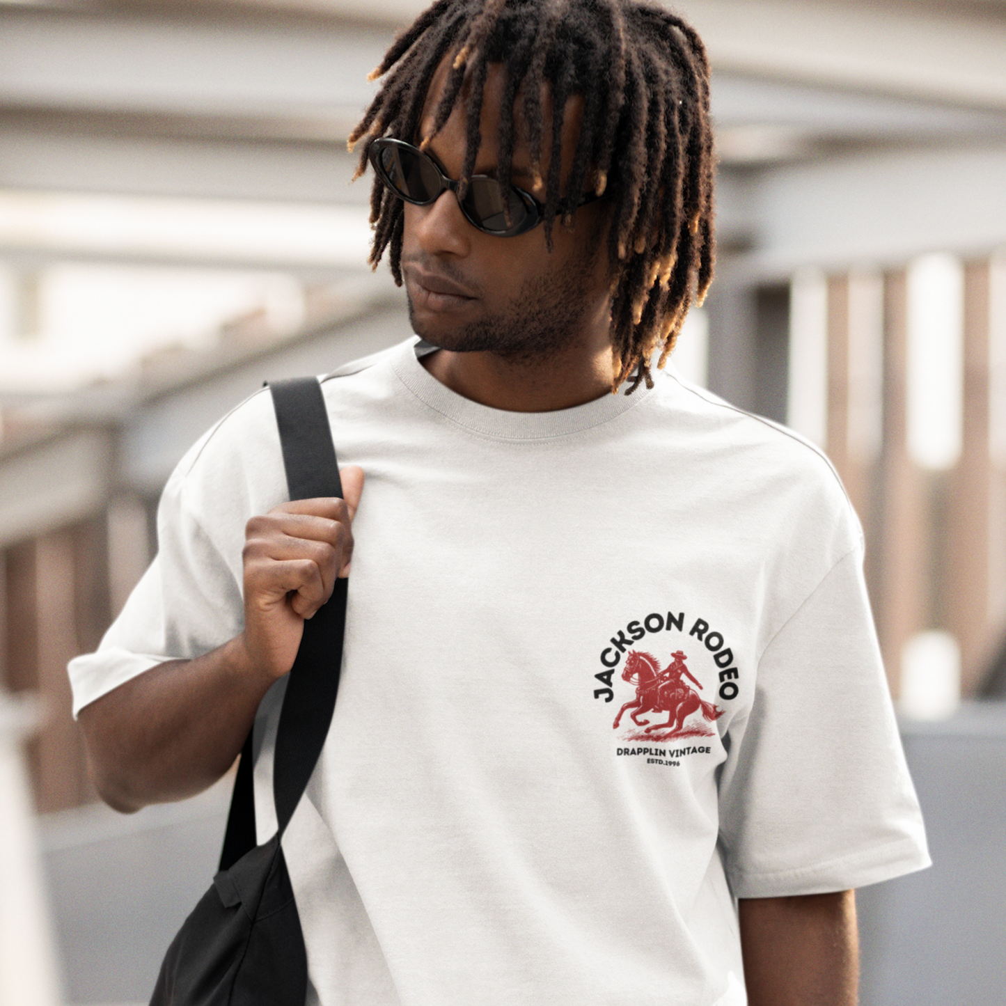 Rodeo Premium White Oversized Back Printed T-shirt
