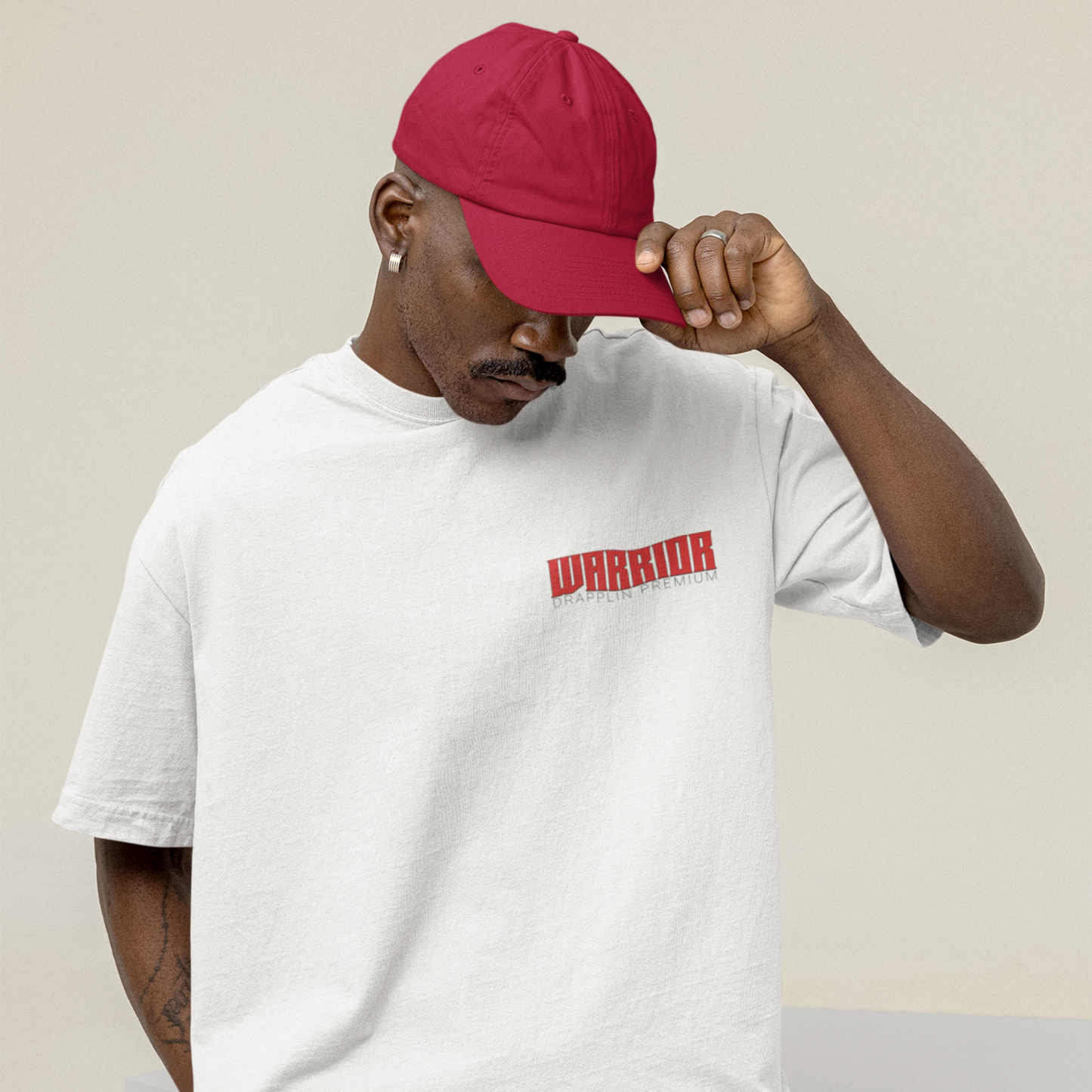 Warrior Premium White Oversized Typography Back Printed T-shirt