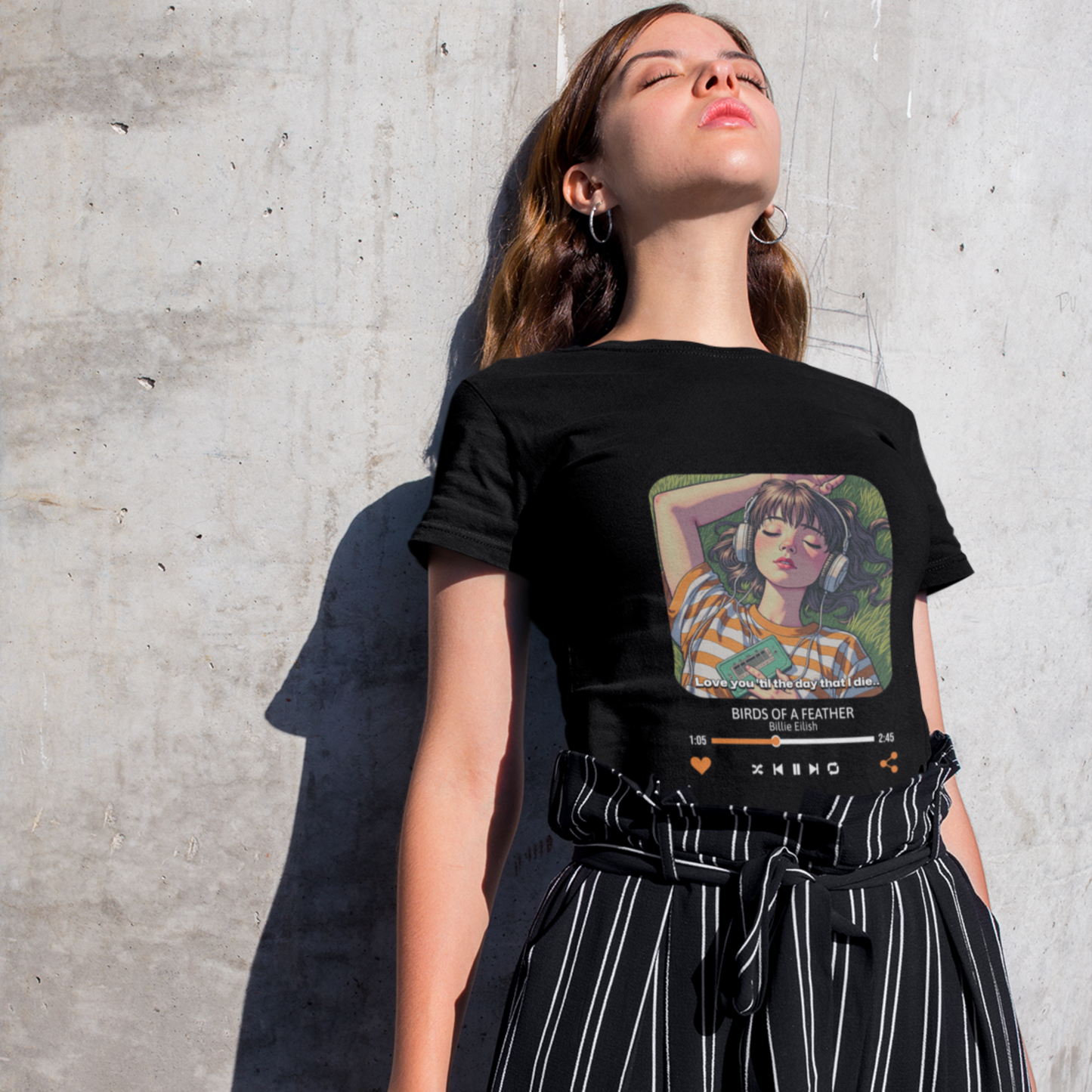 Birds Of Feather Black Woman Regular Fit Printed T-shirt