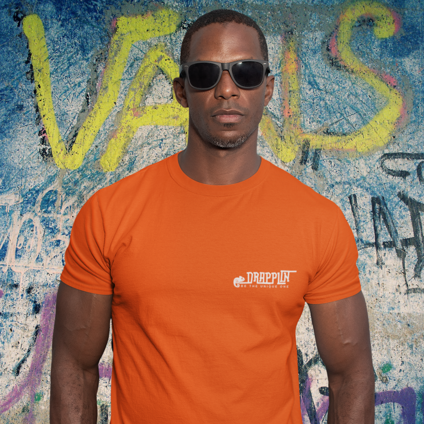 Drapplin Logo Orange Crew Neck Embroidered T-shirt