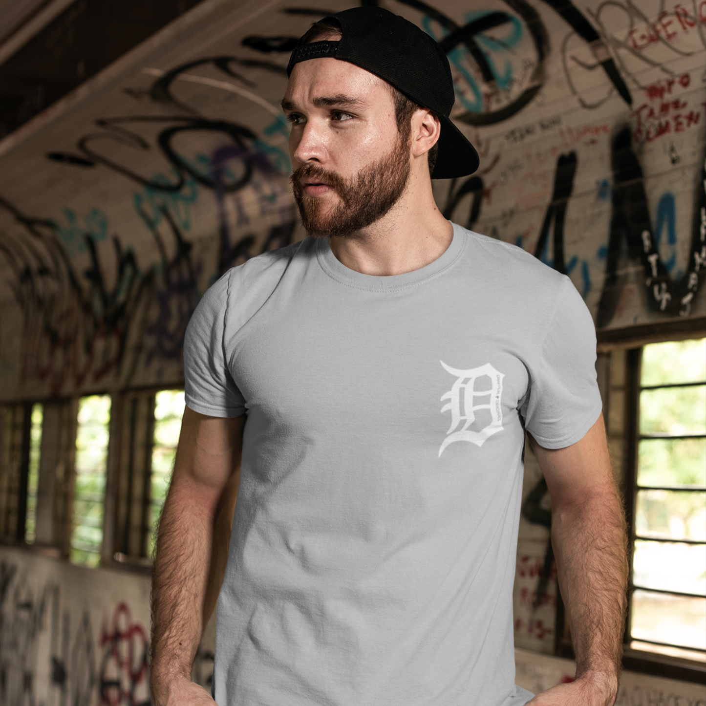 Drapplin Originals Typographic Grey Mélange Crew Neck Printed T-shirt