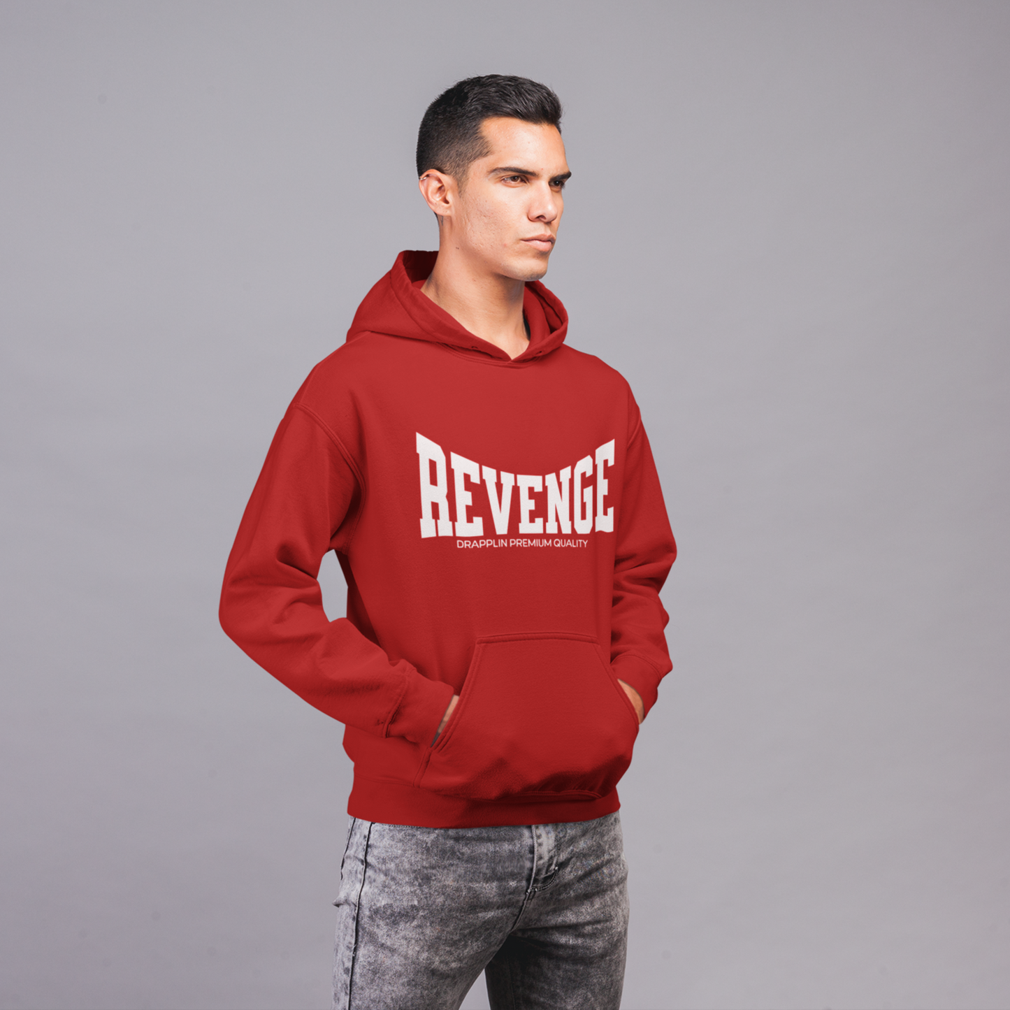 Revenge Red Regular Typographic Printed Hoodie