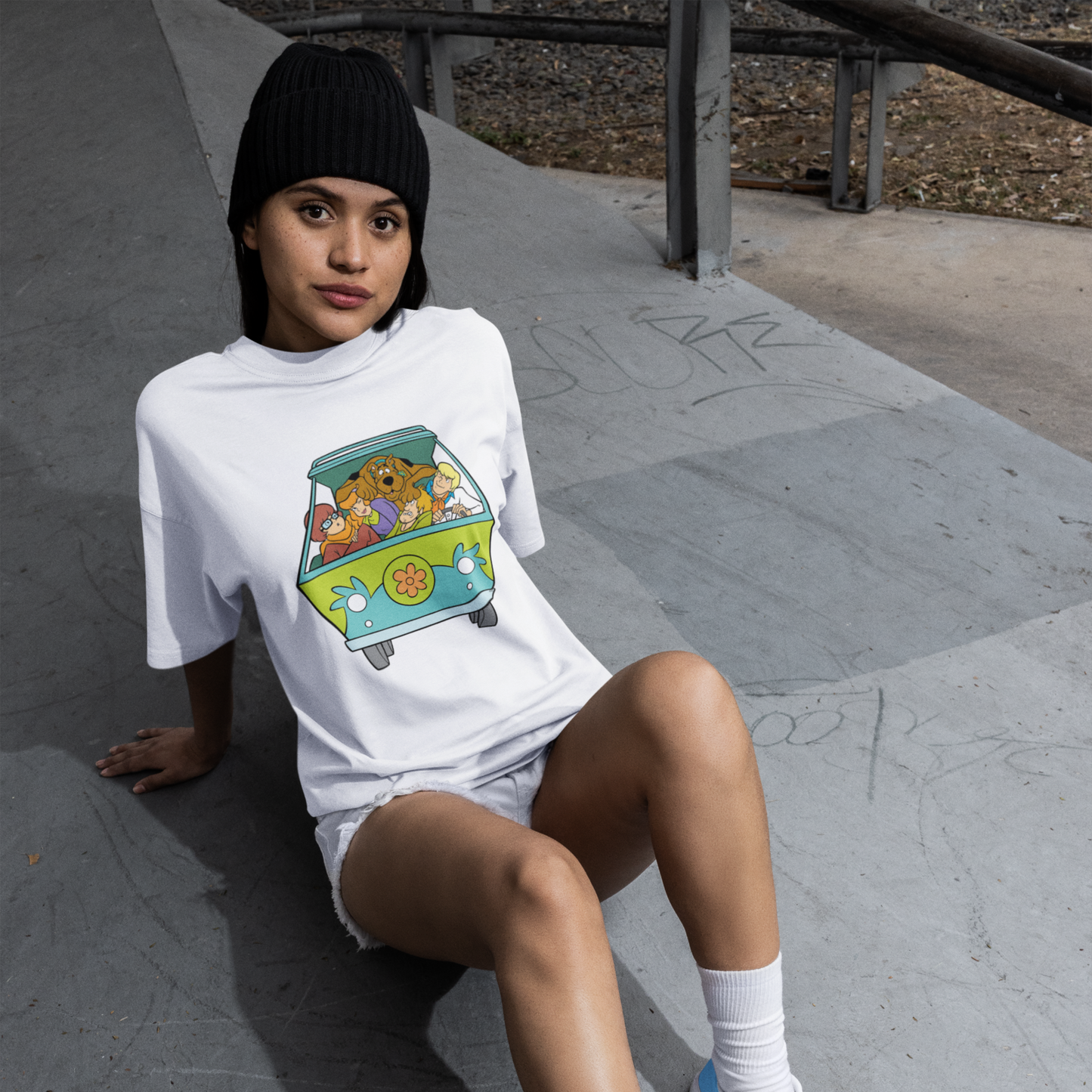 Scooby Doo Premium Unisex White Oversized Printed T-shirt