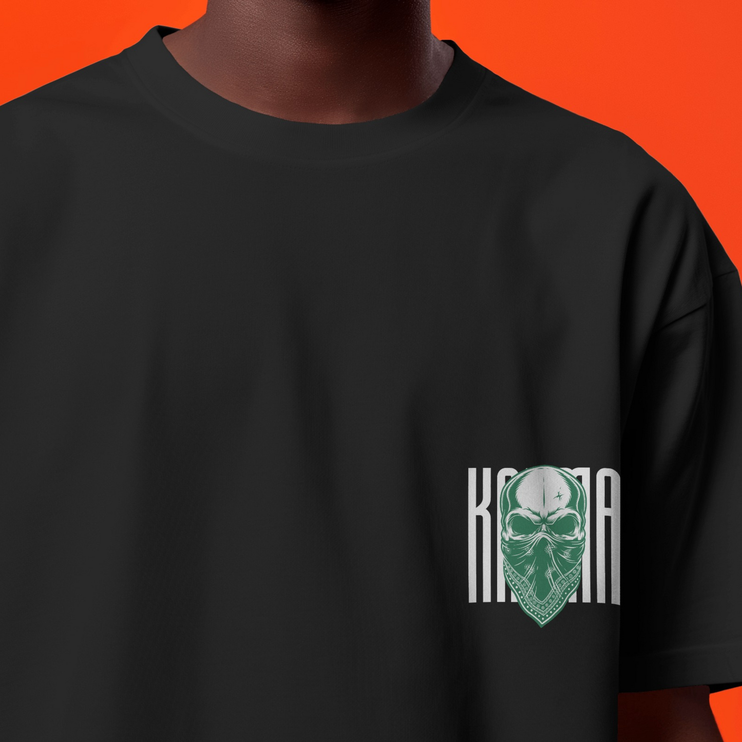 Karma Premium Black Oversized Typography Back Printed T-shirt