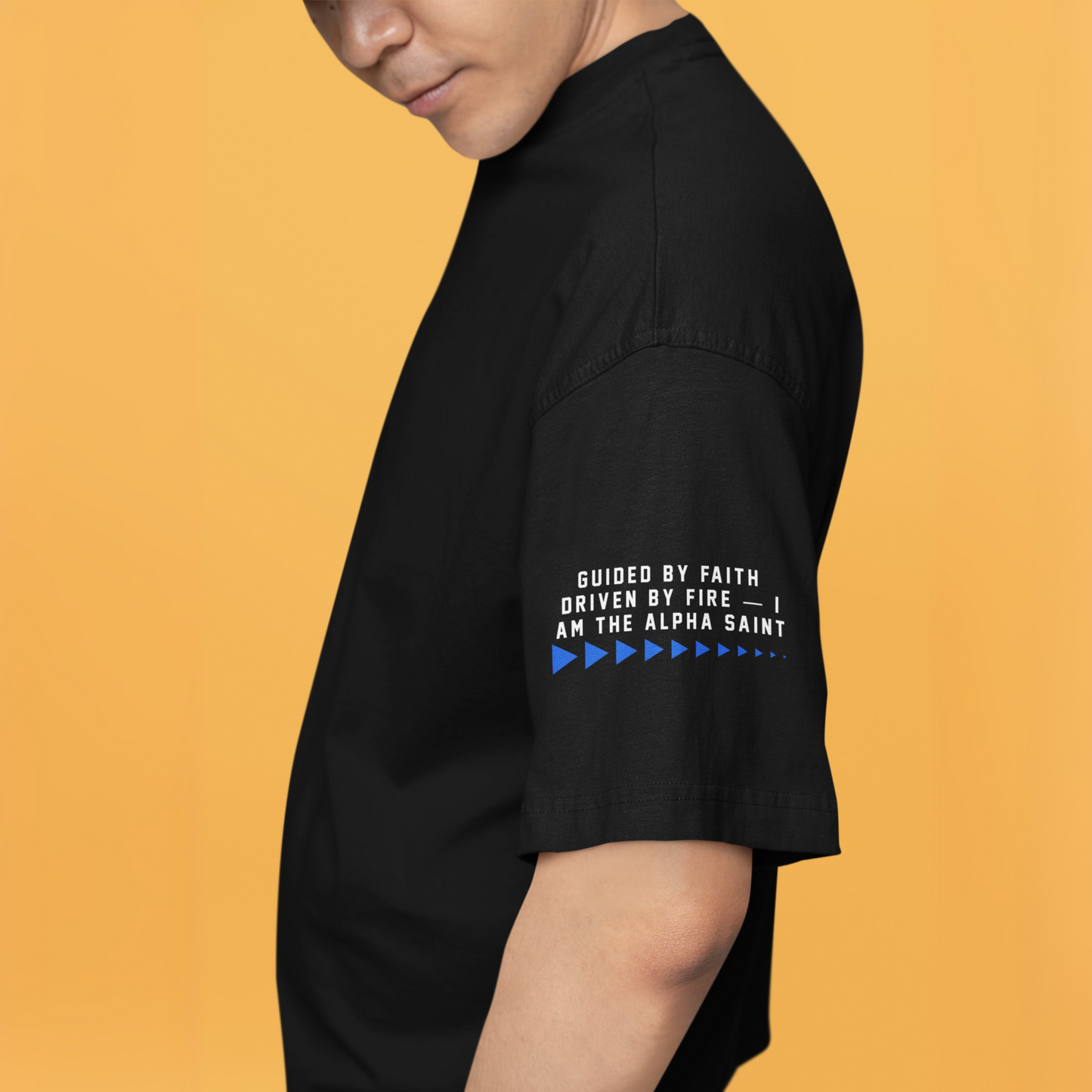 Saint Unisex Black Premium Oversized Typographic Printed T-shirt