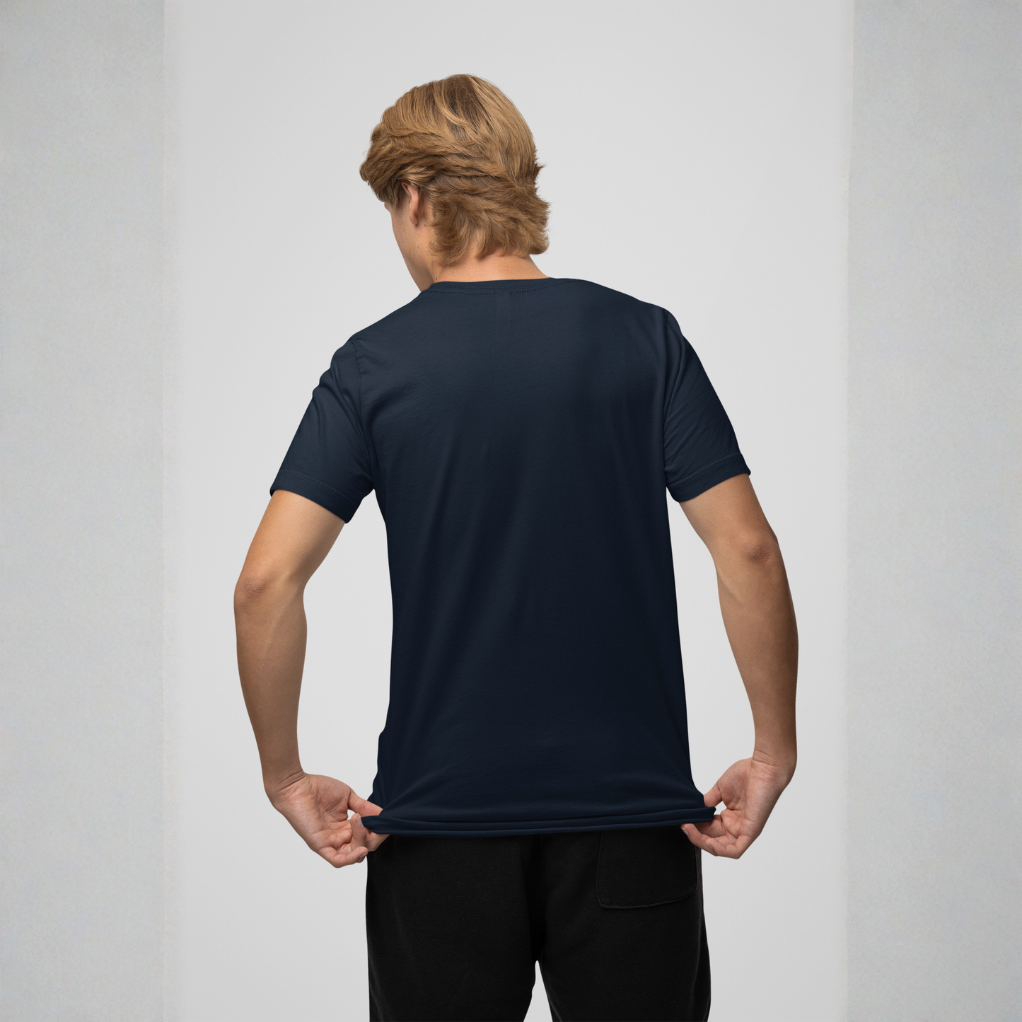 Stay Calm Regular Navy Blue Crew Neck Printed T-shirt