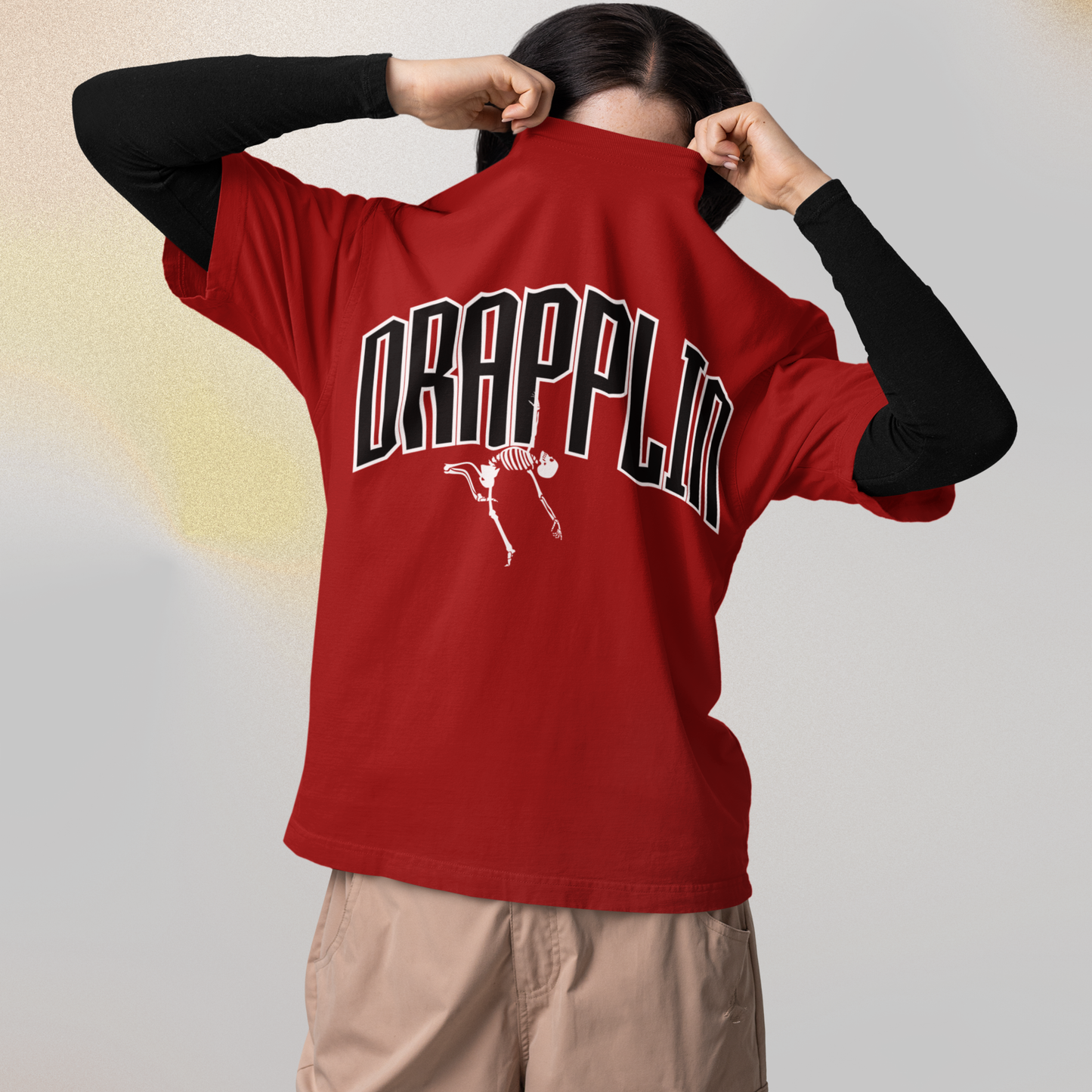Drapplin Dance Red Oversized Printed T-shirt