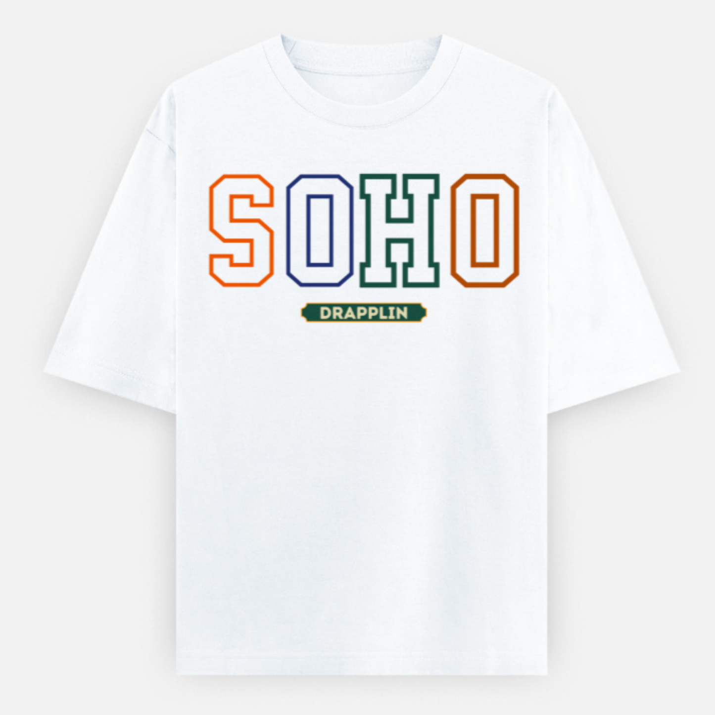 Soho Unisex White Premium Oversized Typographic Printed T-shirt