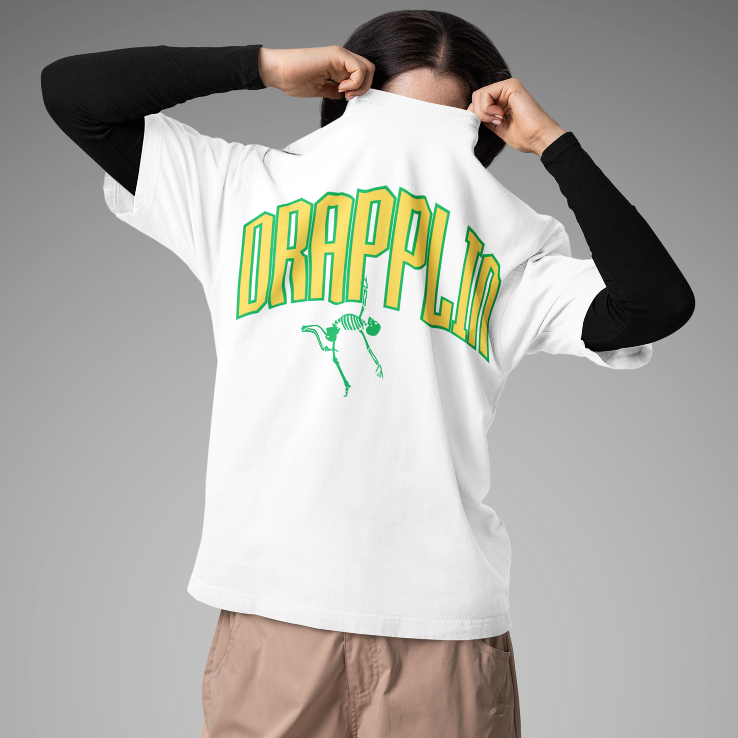 Drapplin Dance White Oversized Printed T-shirt