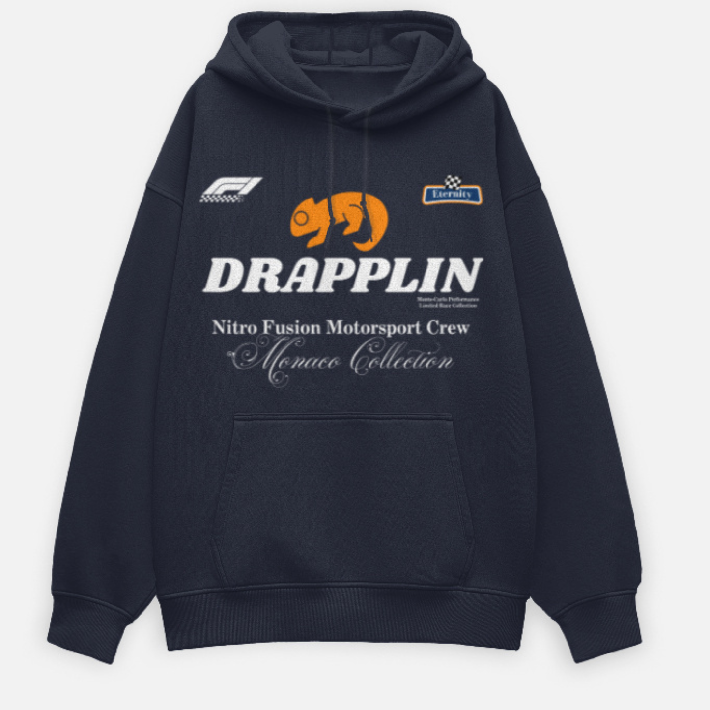 Motorsport Navy Blue Premium Oversized Printed Hoodie