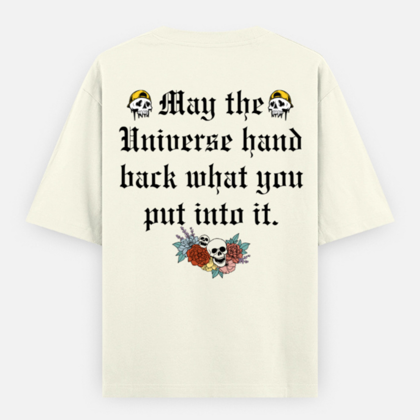 Universe Unisex Off White Premium Oversized Typographic Printed T-shirt