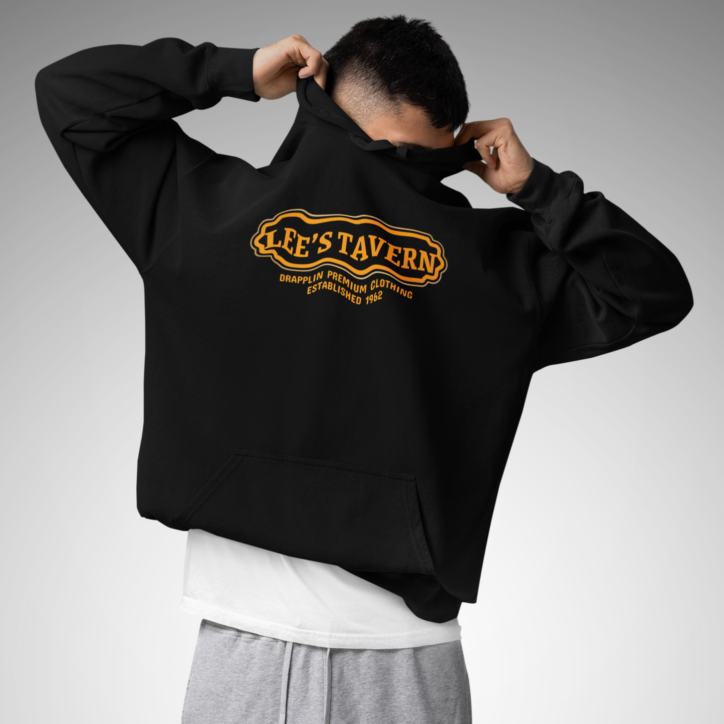 Tavern Unisex Regular Fit Black Printed Hoodie