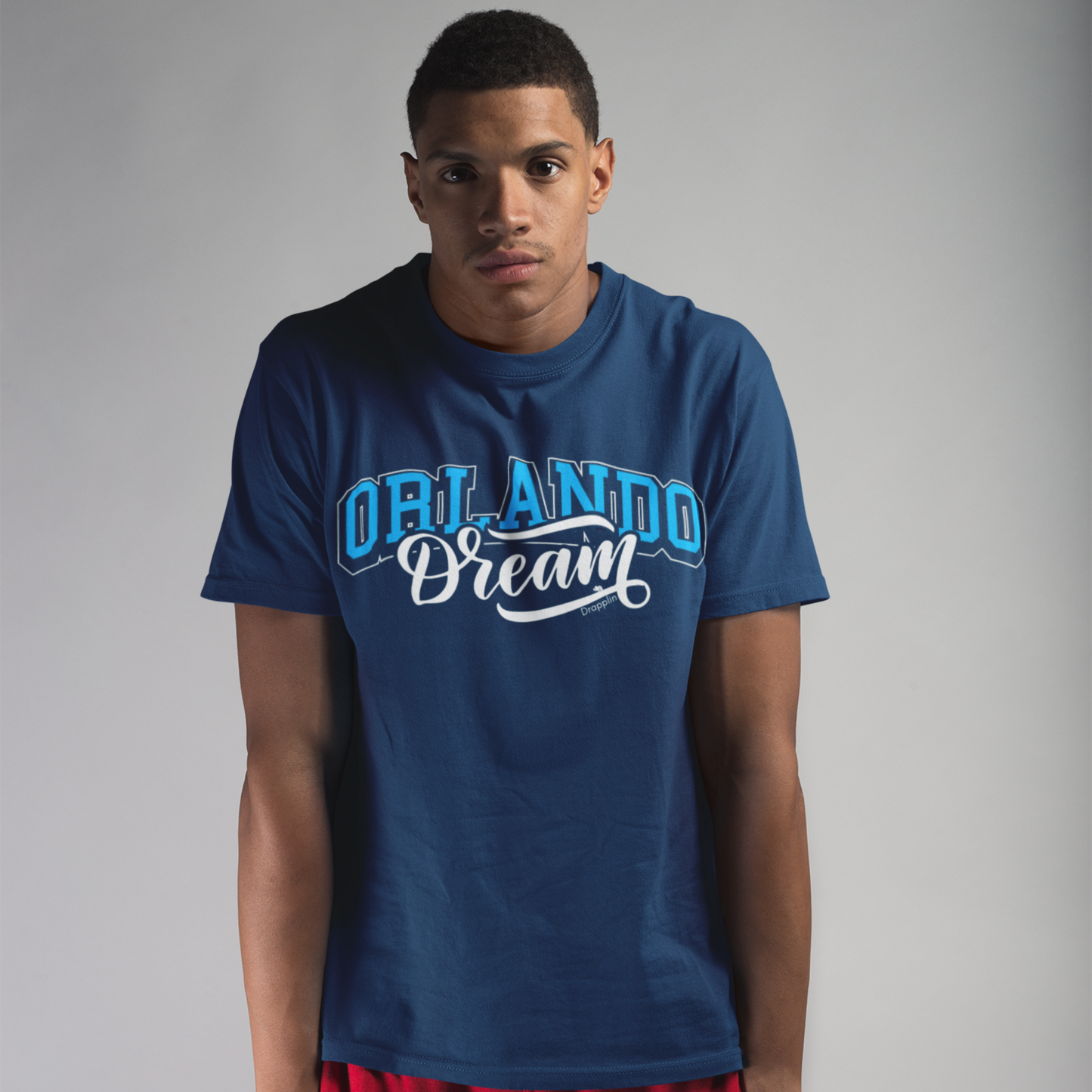Orlando Navy Blue Crew Neck Graphic Printed T-shirt