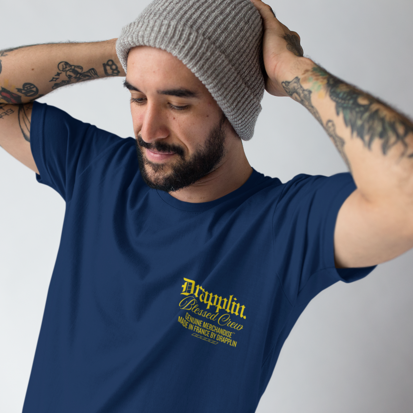 Core Memories Unisex Navy Blue Crew Neck Printed T-shirt