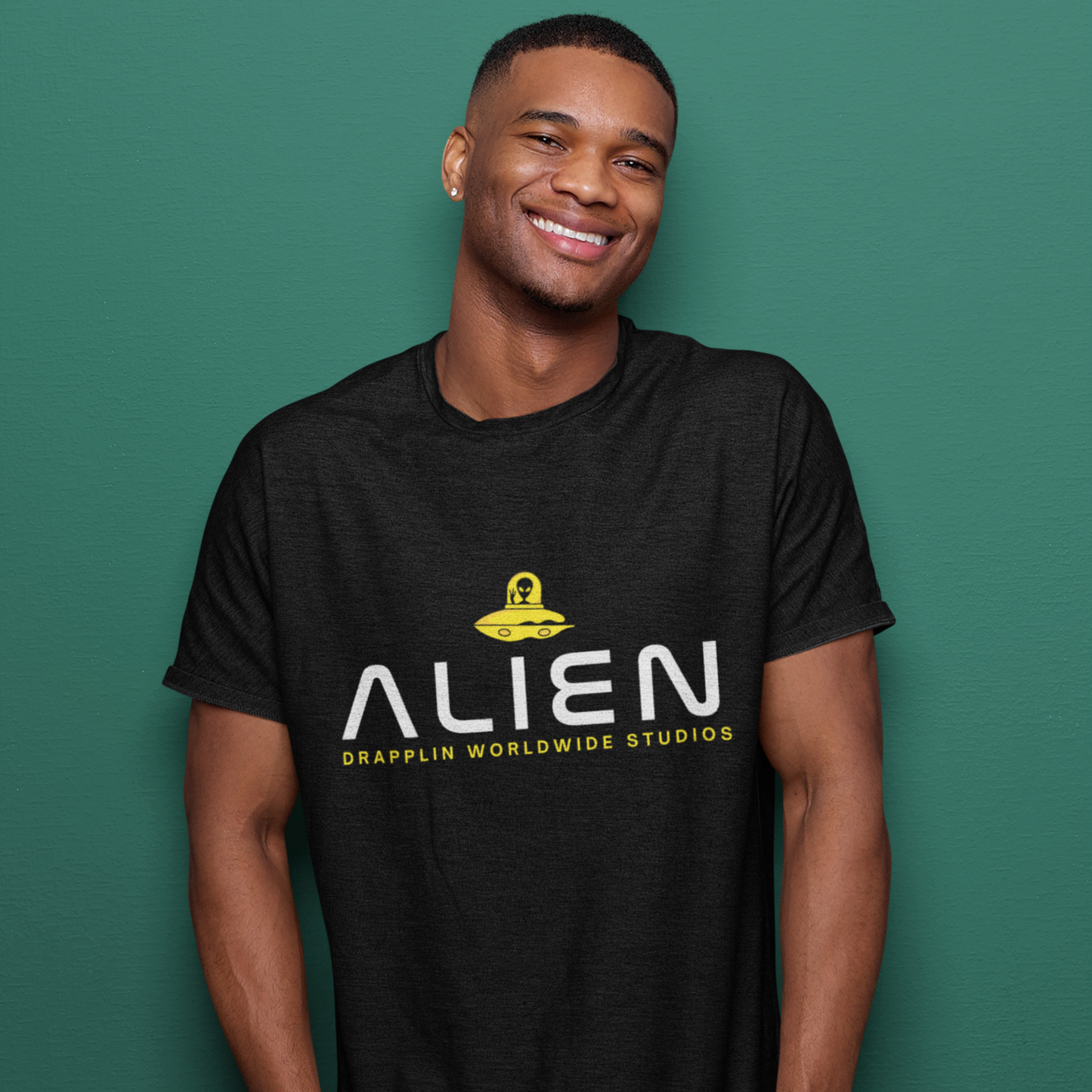 Alien Black Crew Neck Graphic Printed T-shirt