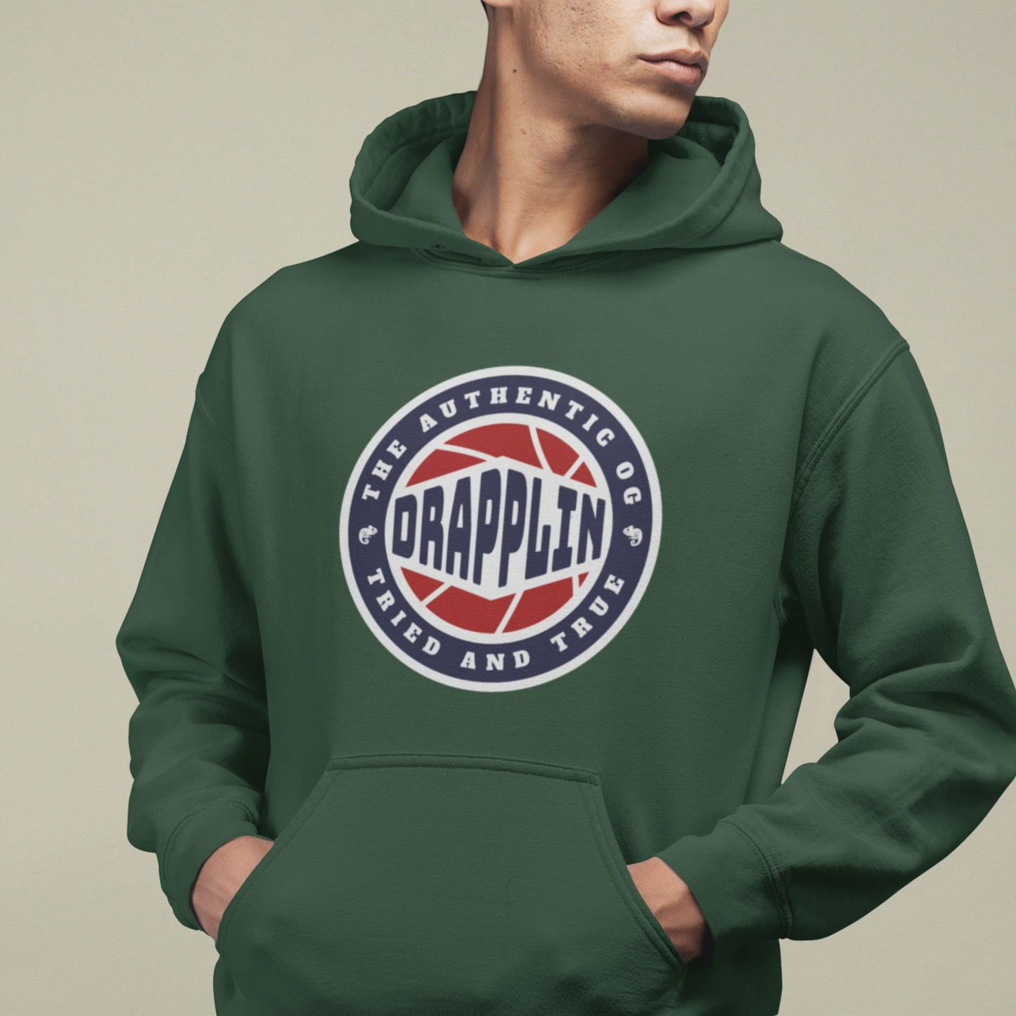 Drapplin Basketball Forest Green Regular Typographic Printed Hoodie