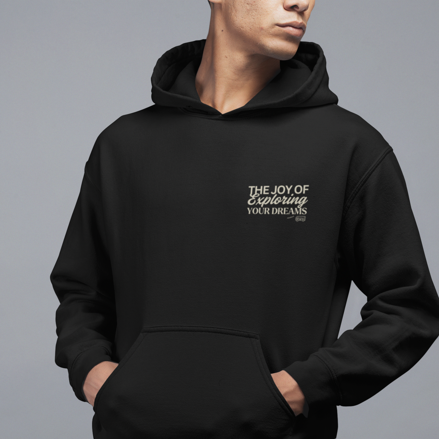 Exploring Black Regular Back Typographic Printed Hoodie