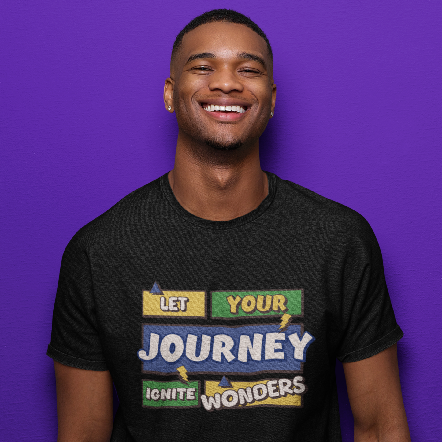 Ignite Black Crew Neck Graphic Printed T-shirt