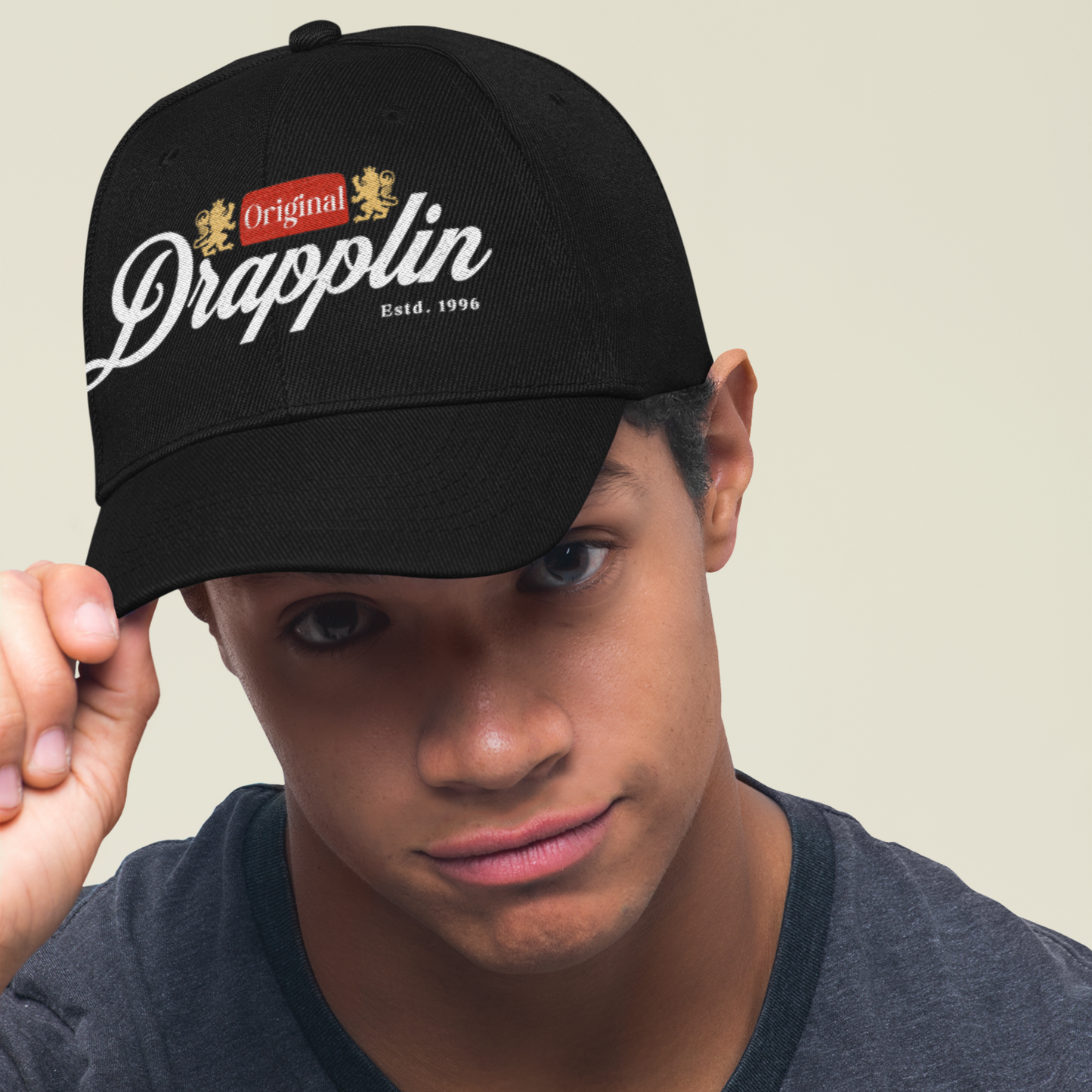Unisex Drapplin Original Premium Black Embroidered Baseball Cap