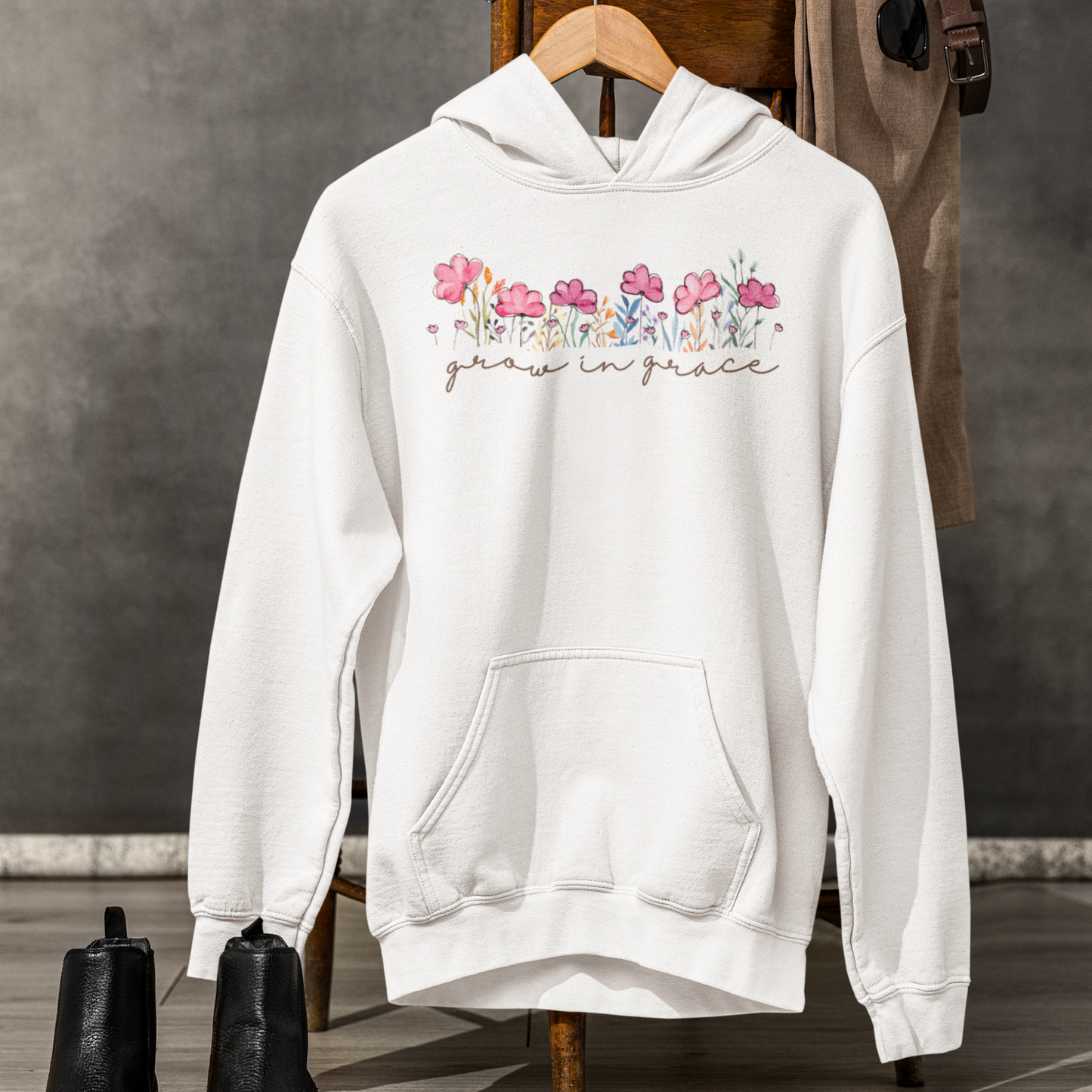 Grow White Woman Regular Typographic Printed Hoodie