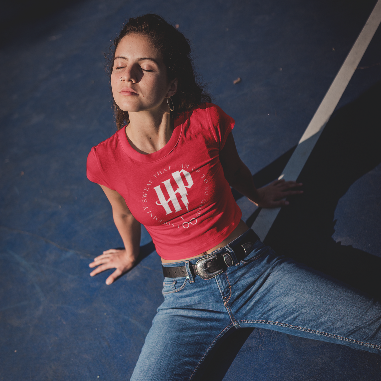 Women's Harry Potter Red Graphic Printed Crop Top T-shirt