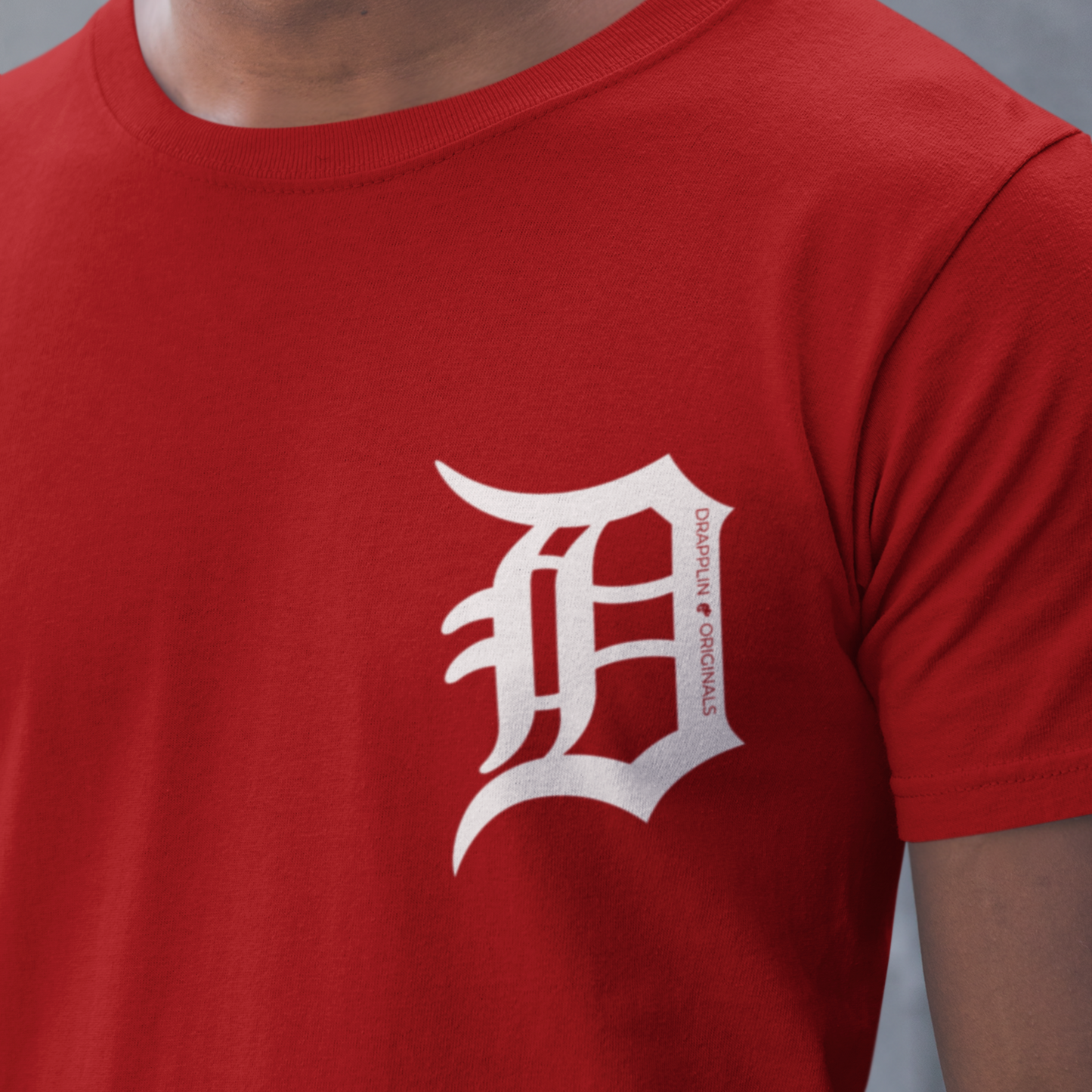 Drapplin Originals Typographic Red Crew Neck Printed T-shirt