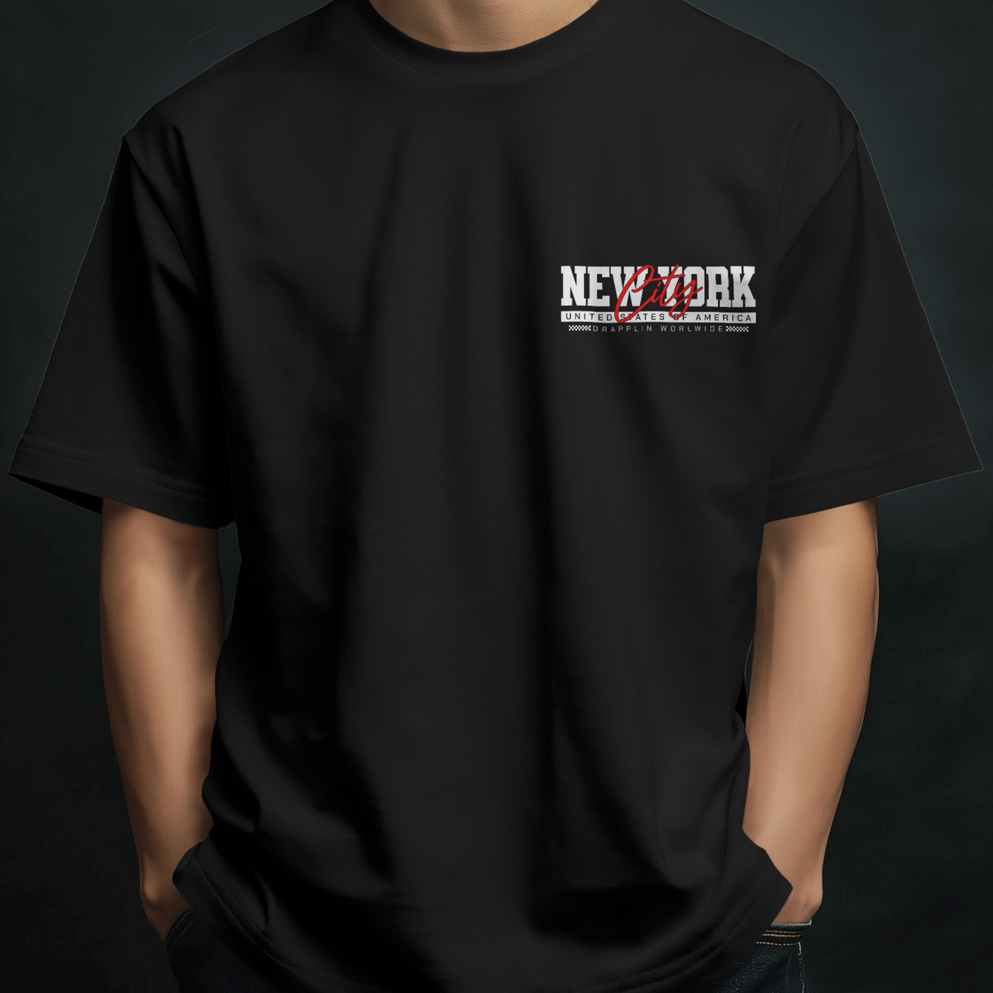 New York Premium Black Oversized Typography Back Printed T-shirt
