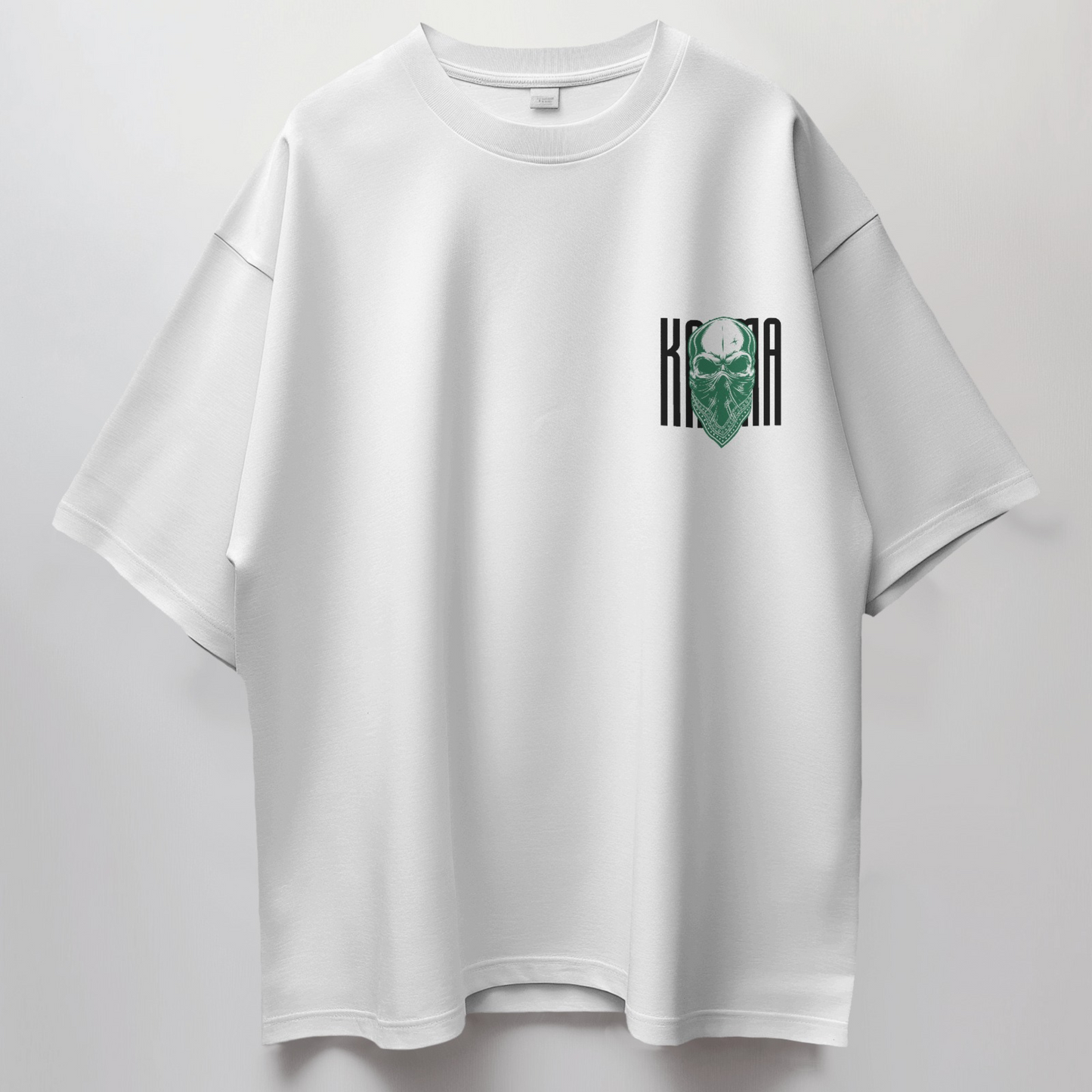 Karma Premium White Oversized Typography Back Printed T-shirt