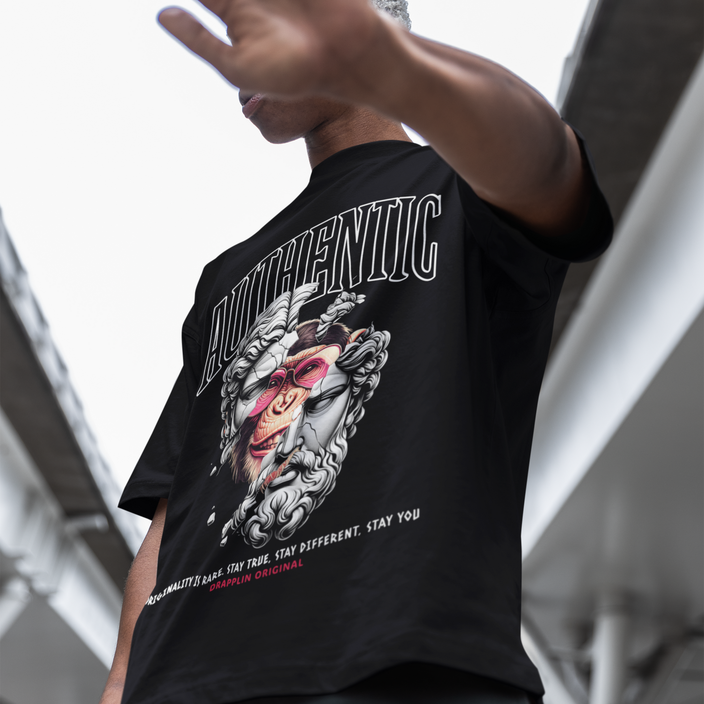 Authentic Premium Black Oversized Printed T-shirt