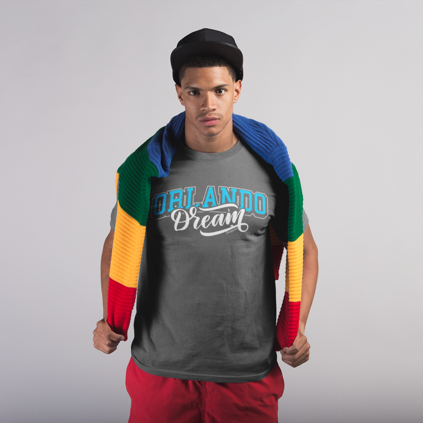 Orlando Charcoal Mélange Crew Neck Graphic Printed T-shirt