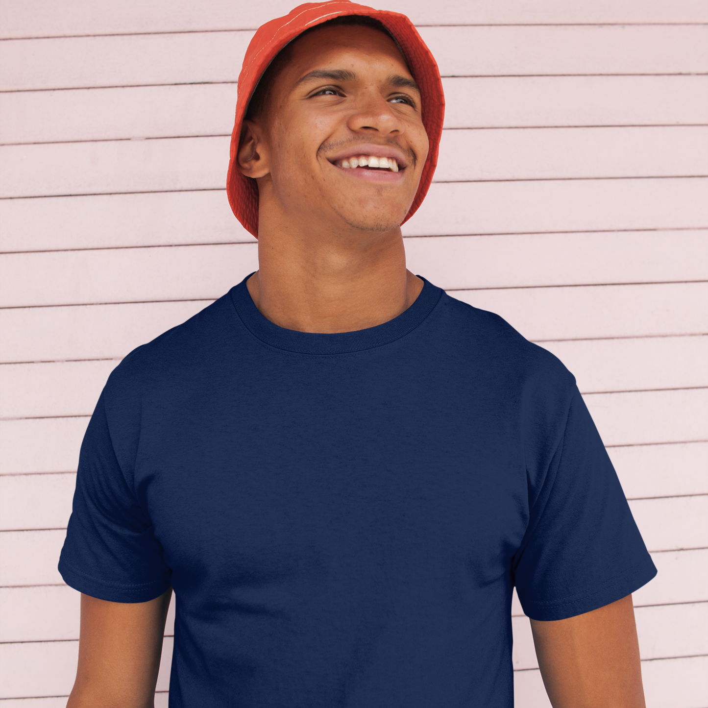 Premium Navy Blue Regular Crew Neck Solid Plain T-shirt