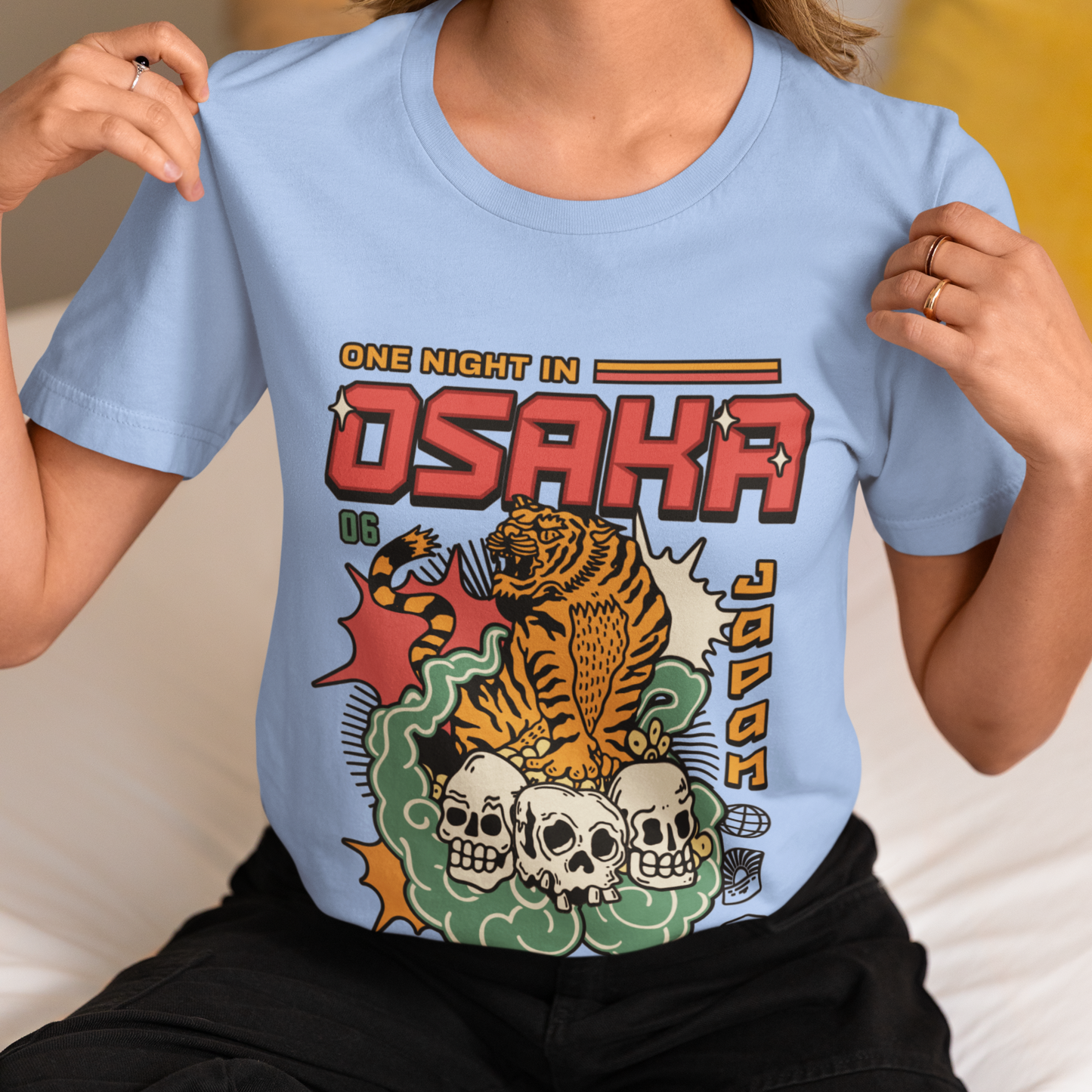 Osaka Unisex Baby Blue Relaxed Fit Printed T-shirt