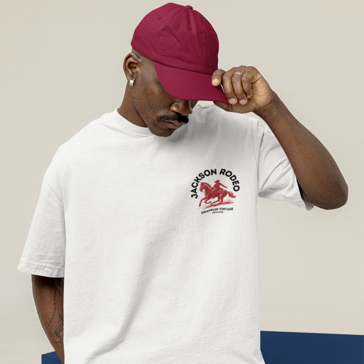 Rodeo Premium White Oversized Back Printed T-shirt