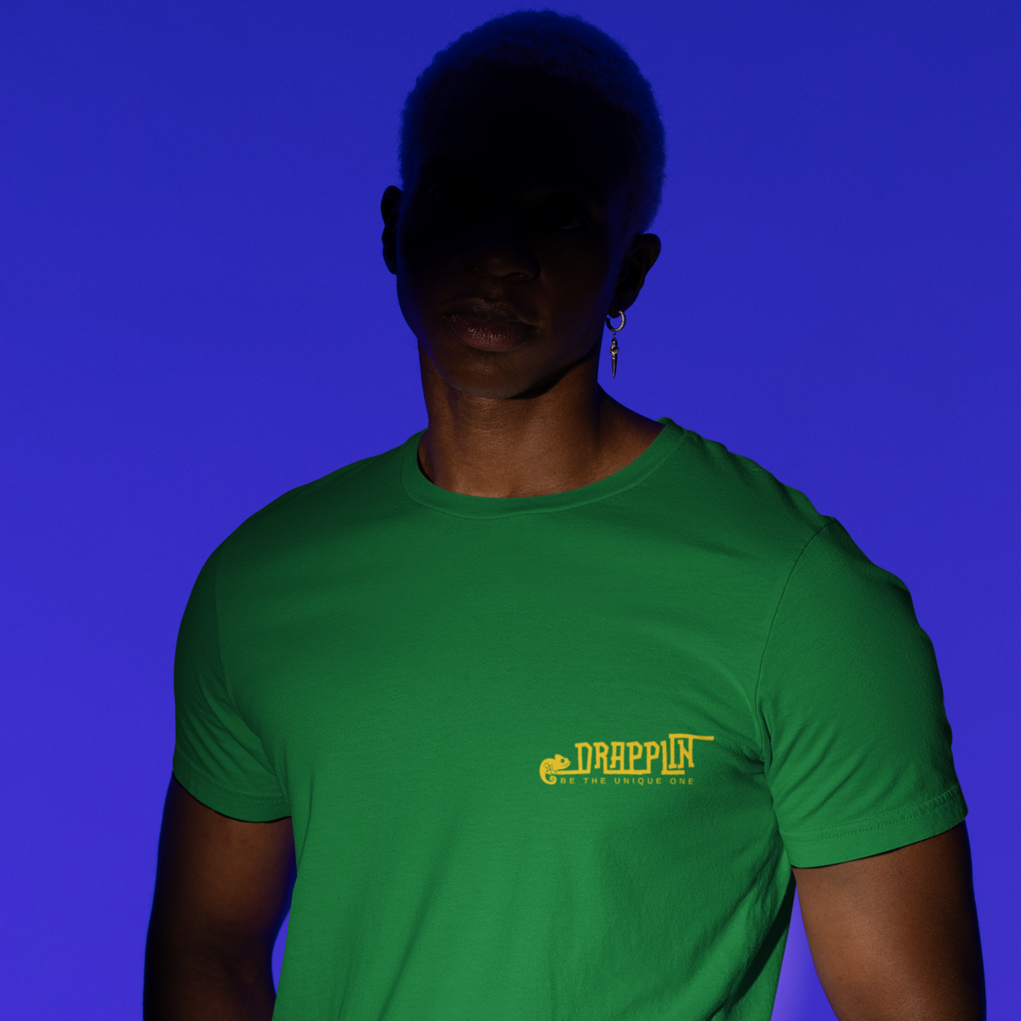 Drapplin Logo Flag Green Crew Neck Printed T-shirt