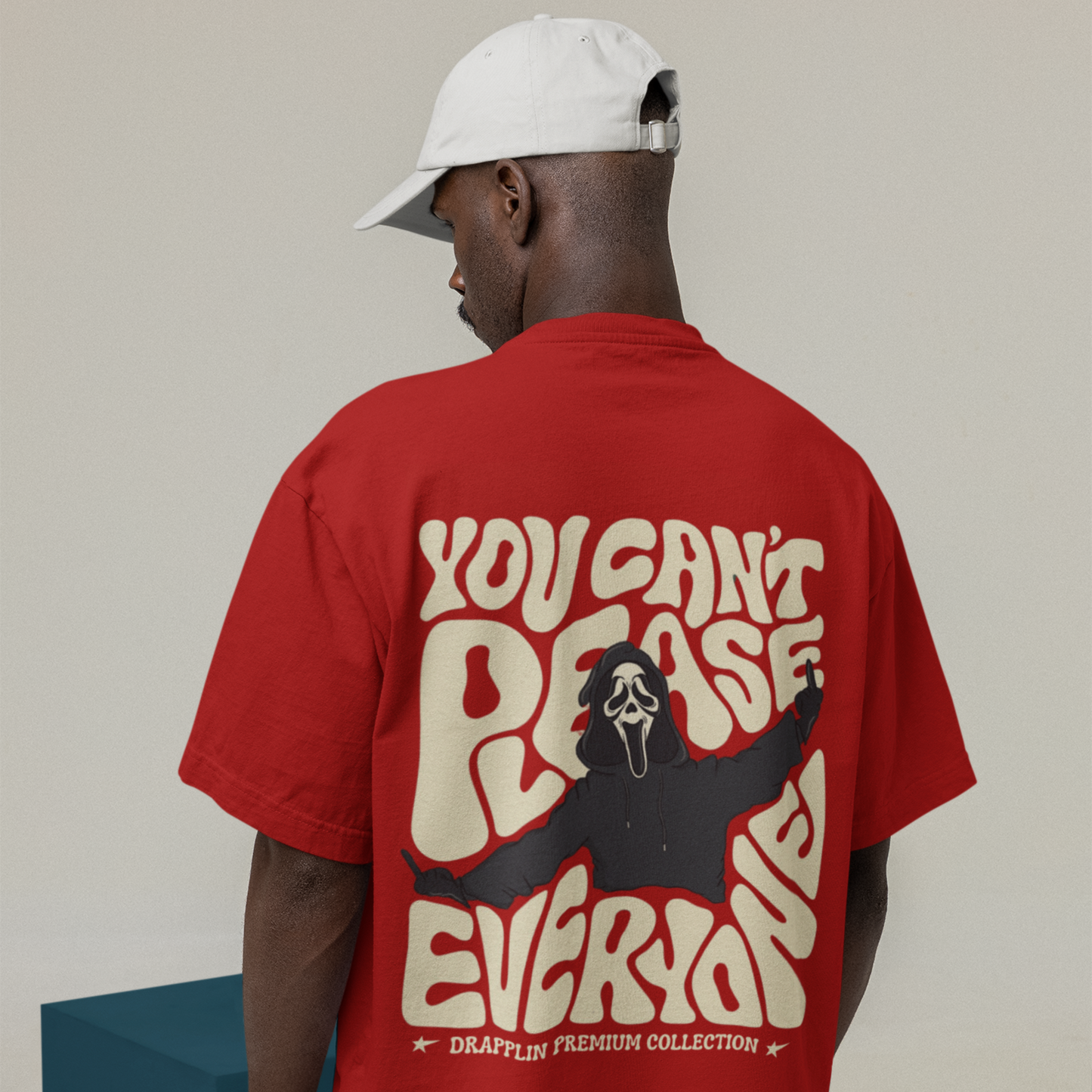 Can't Please Everyone Premium Red Oversized Typography Back Printed T-shirt