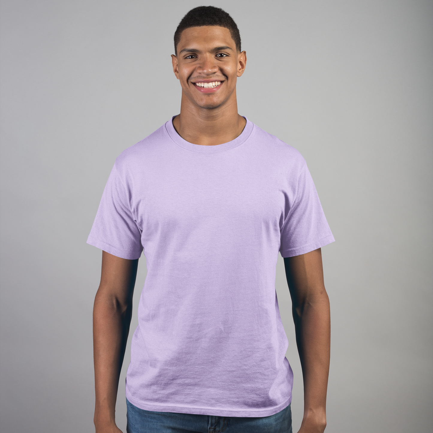 Premium Lavender Regular Crew Neck Solid Plain T-shirt