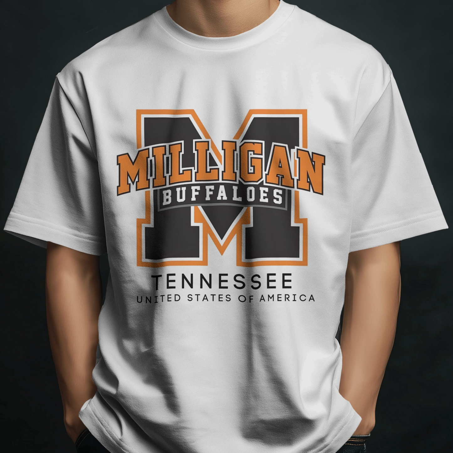 Milligan Premium White Oversized Typography Printed T-shirt