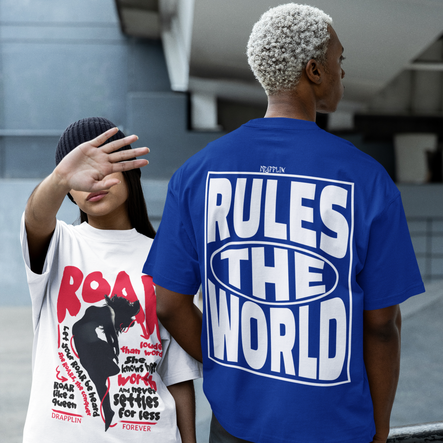 Rules Premium Royal Blue Oversized Typography Back Printed T-shirt