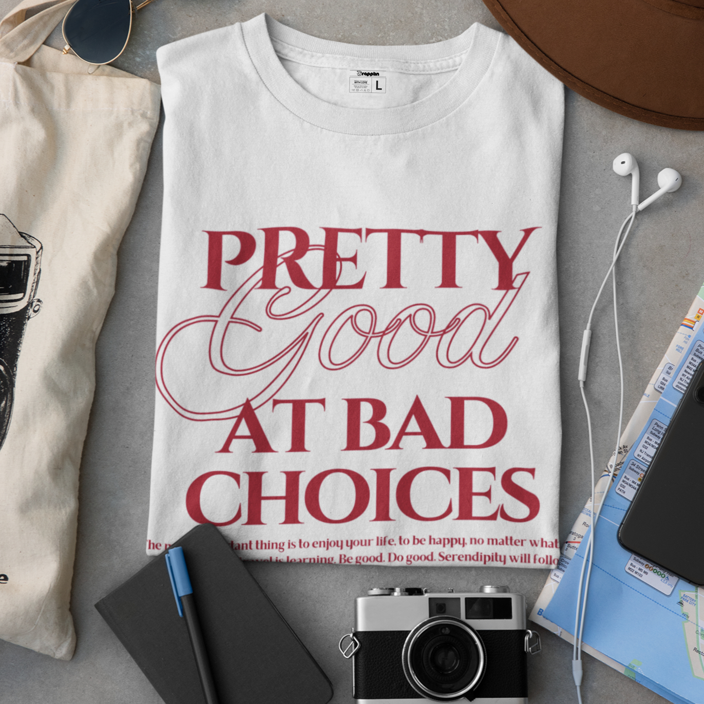 Bad Choices Premium White Woman Oversized Printed T-shirt