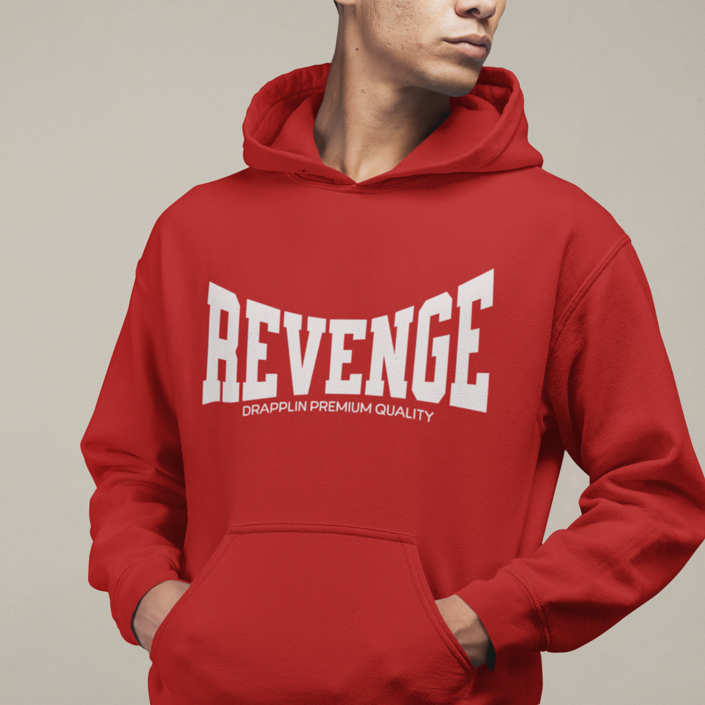 Revenge Red Regular Typographic Printed Hoodie