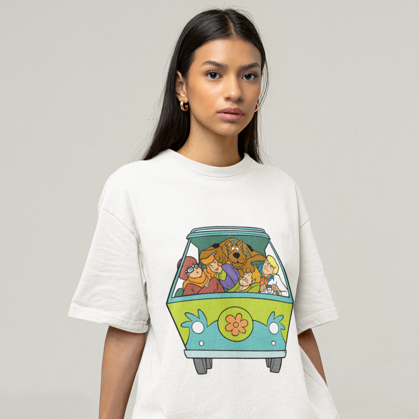 Scooby Doo Premium Unisex White Oversized Printed T-shirt