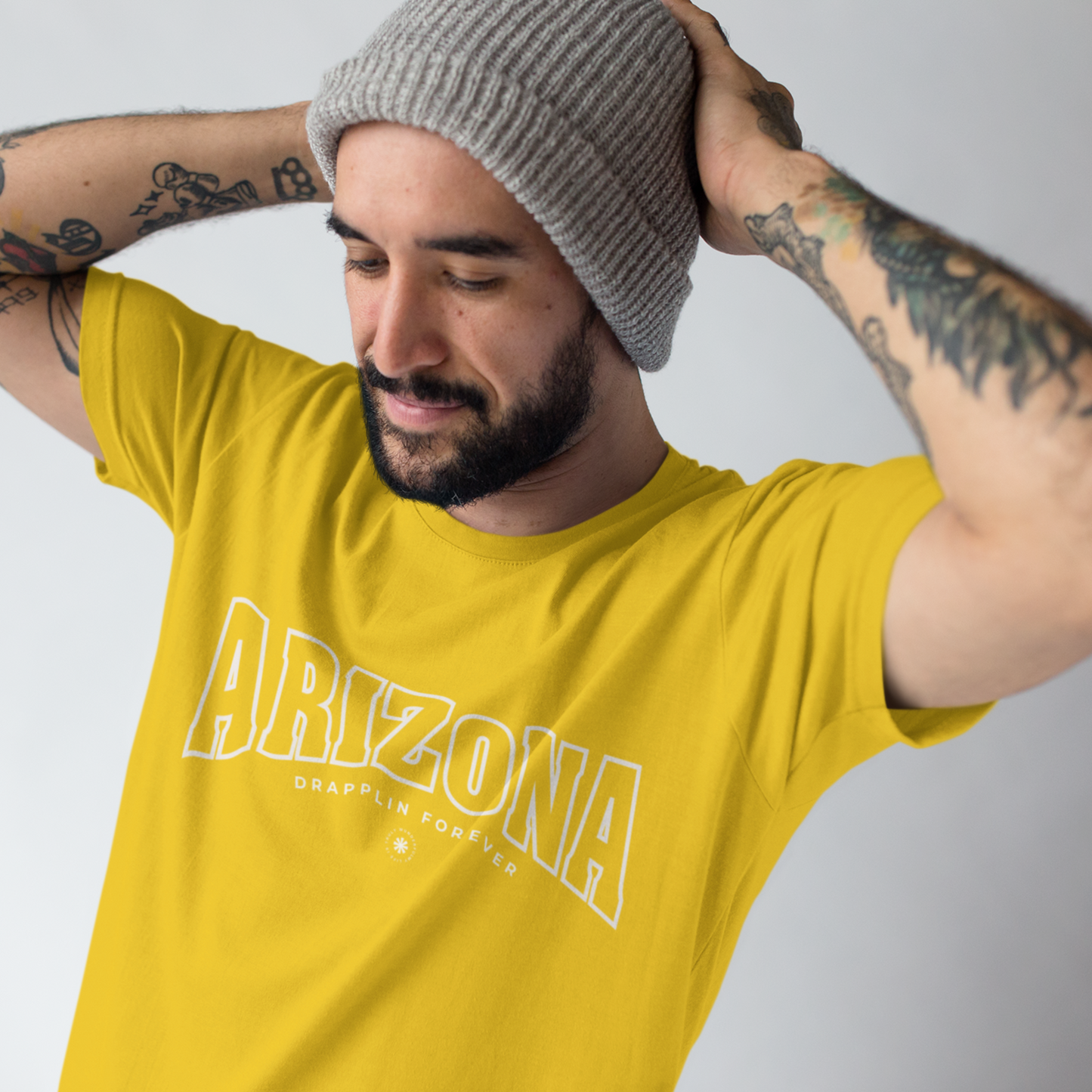 Arizona Golden Yellow Crew Neck Graphic Printed T-shirt