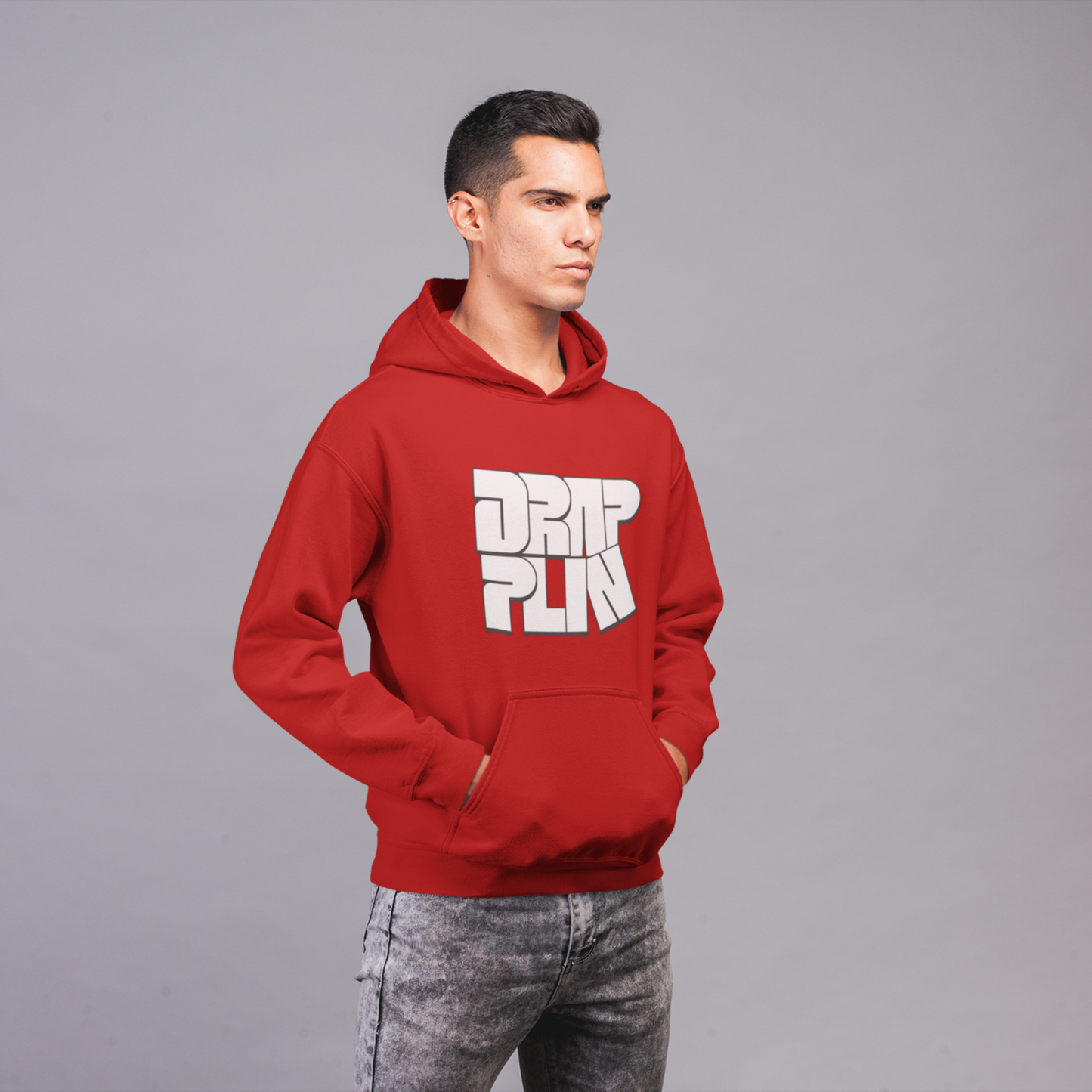 Drapplin Red Regular Typographic Printed Hoodie