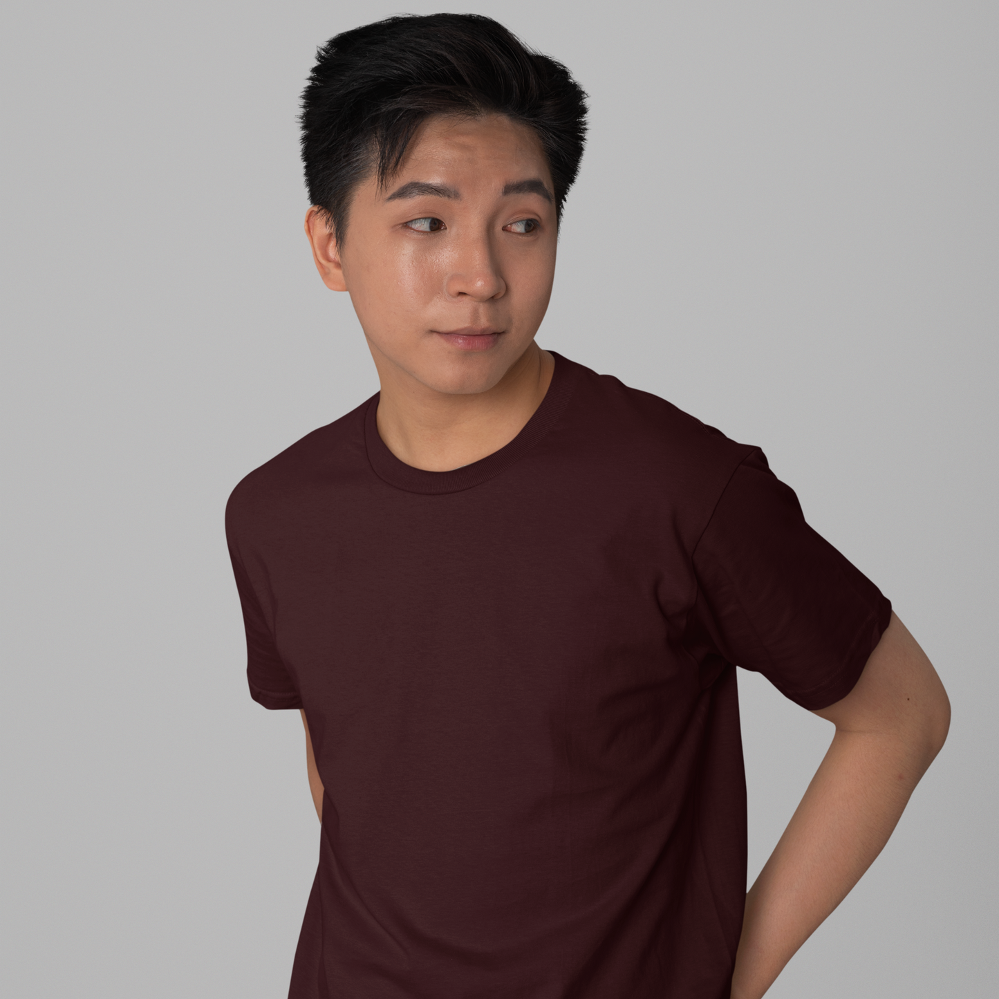 Premium Maroon Regular Crew Neck Solid Plain T-shirt
