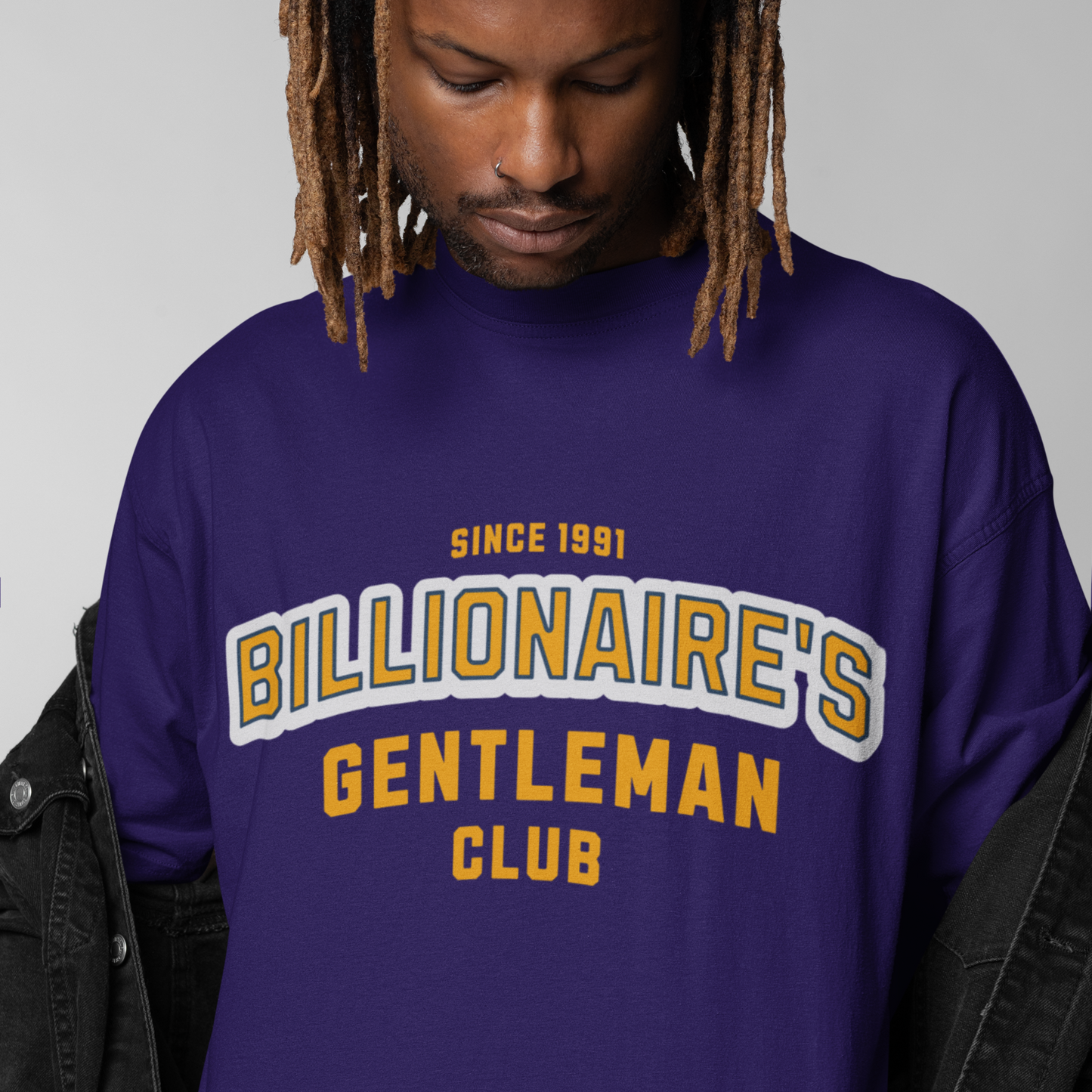 Billionaire Premium Purple Oversized Typography T-shirt