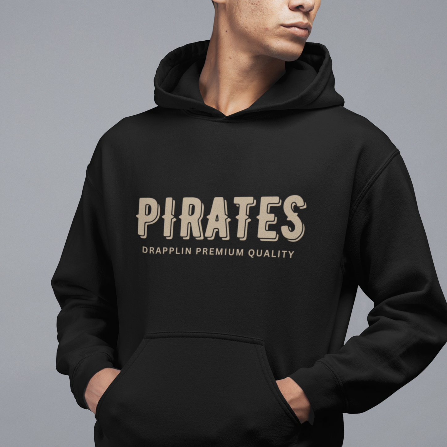 Pirates Black Regular Back Typographic Printed Hoodie
